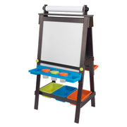 Wooden Storage Easel with Dry Erase and Chalkboard Surfaces