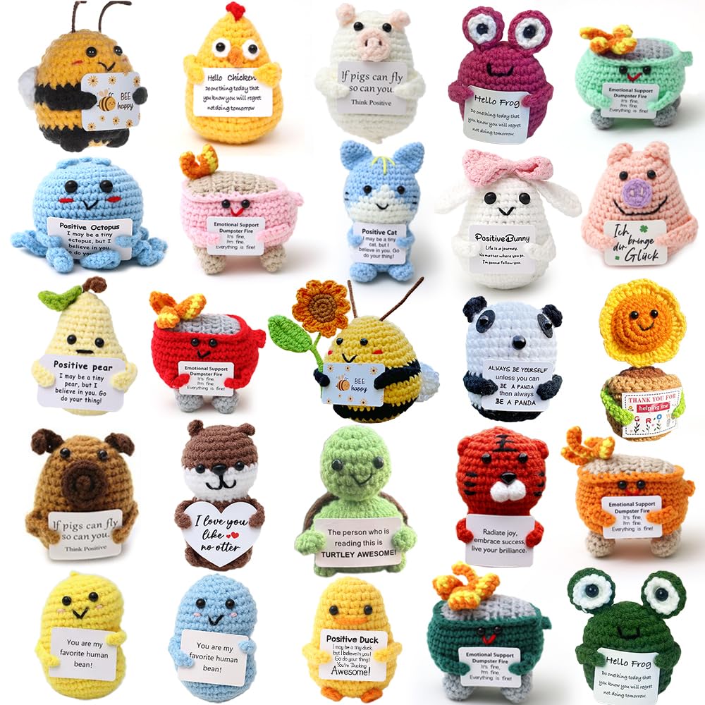 25PCS Positive Crochet Animals Employee Appreciation Gifts Bulk
