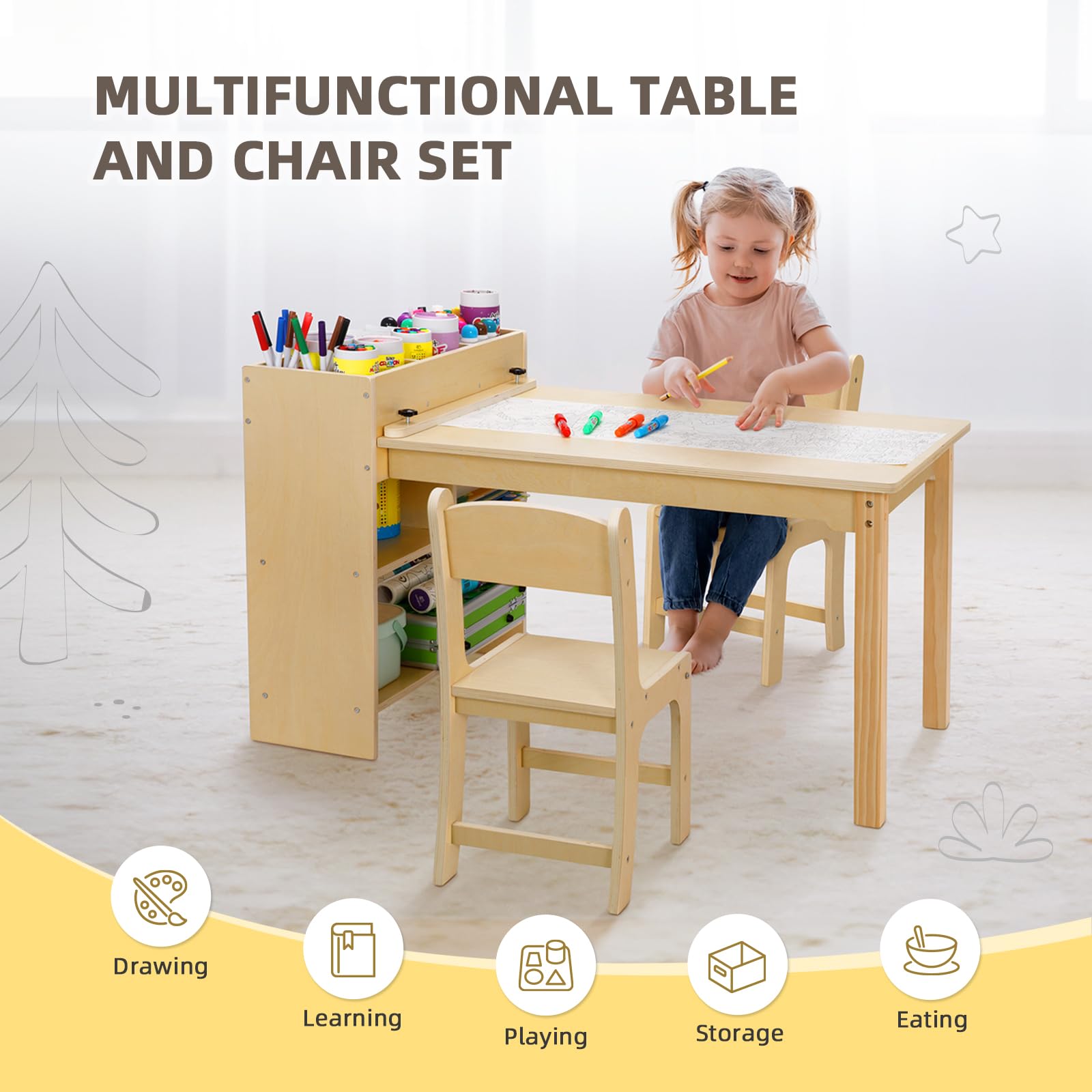 Kids Activity Table with Storage and 2 Chairs