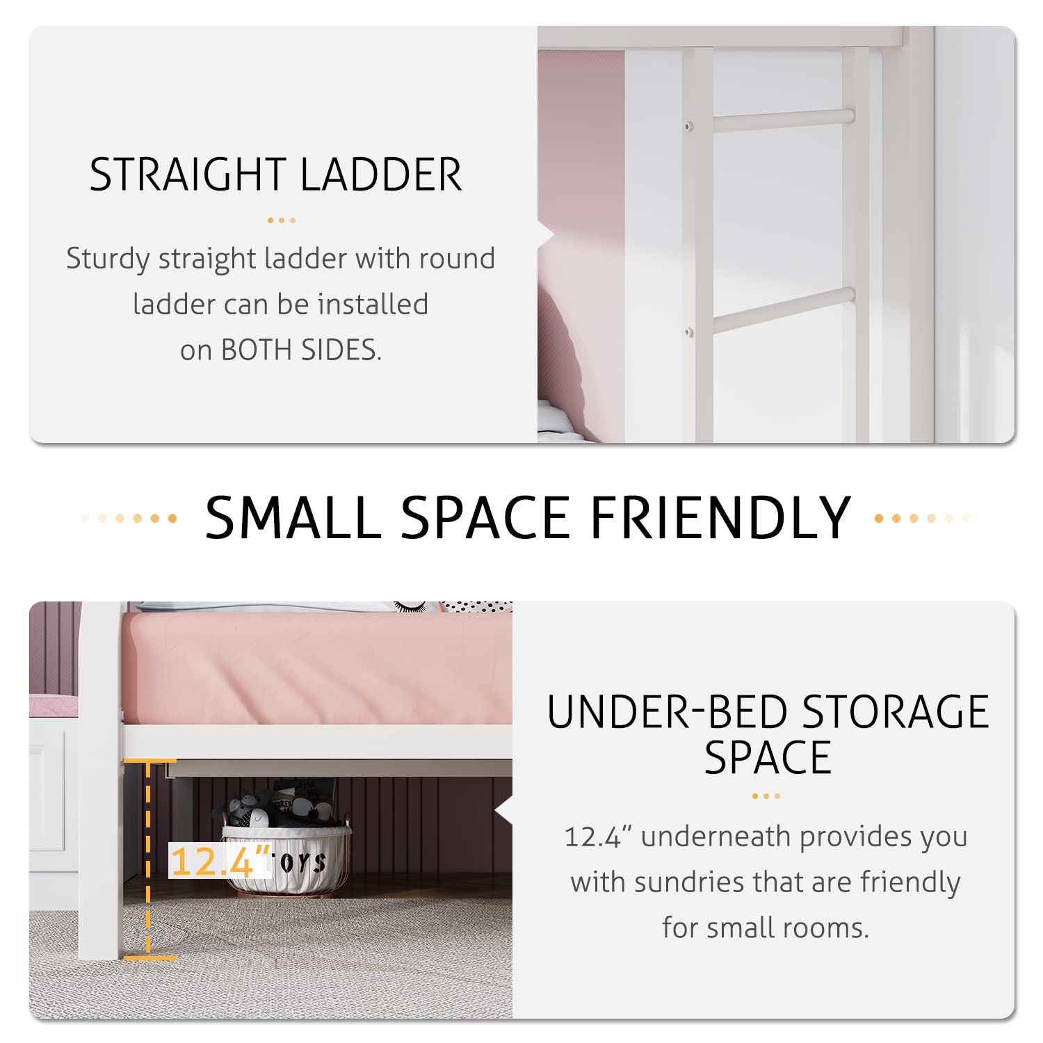 Twin Over Full Metal Bunk Bed with Ladder