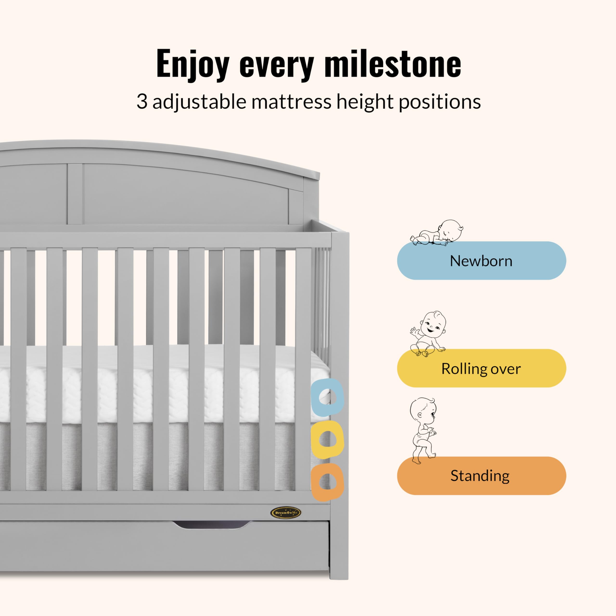 5-in-1 Convertible Crib with Storage Drawer