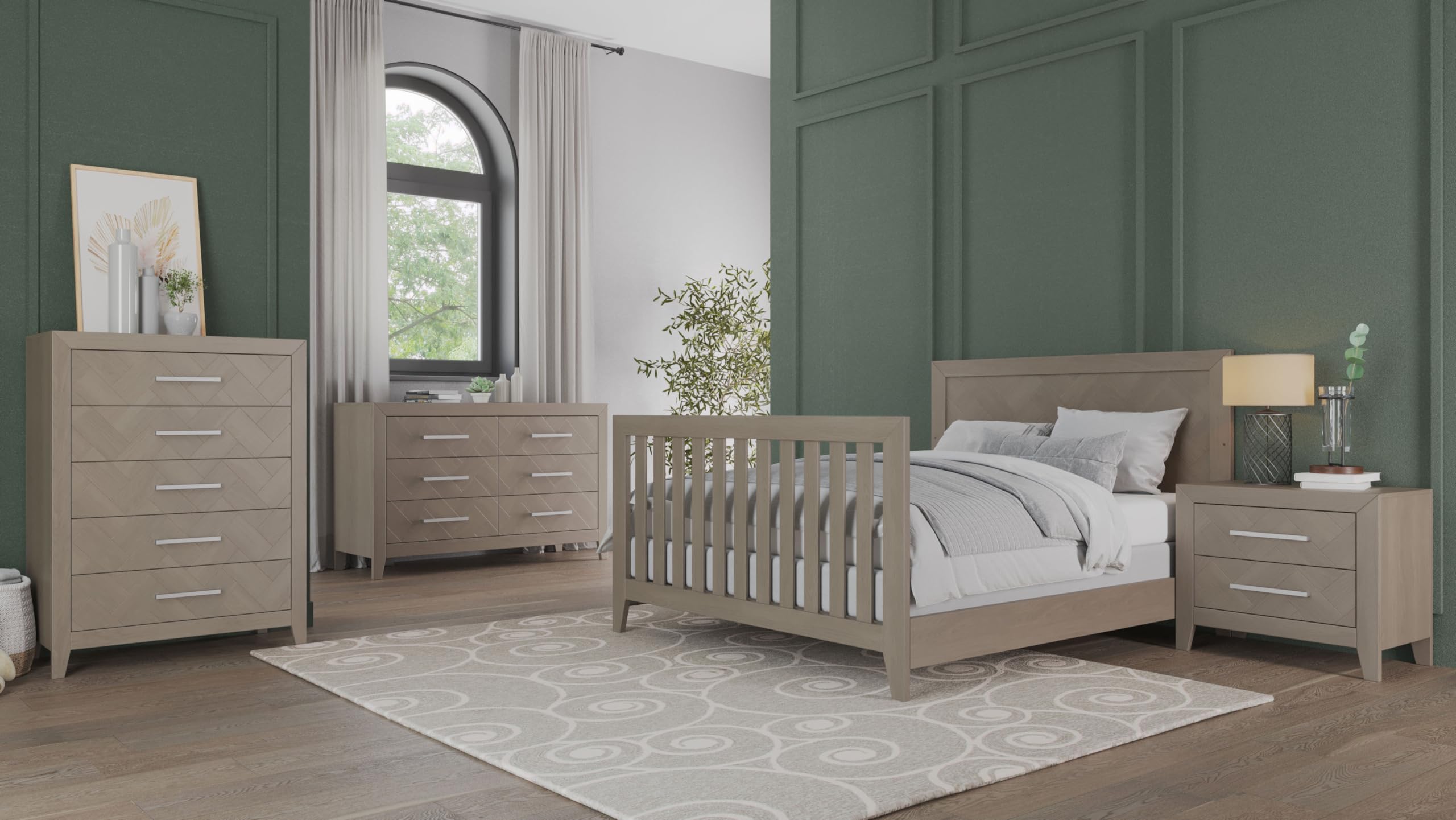 Kieran 4-in-1 Convertible Crib, Baby Crib Converts to Day Bed, Toddler