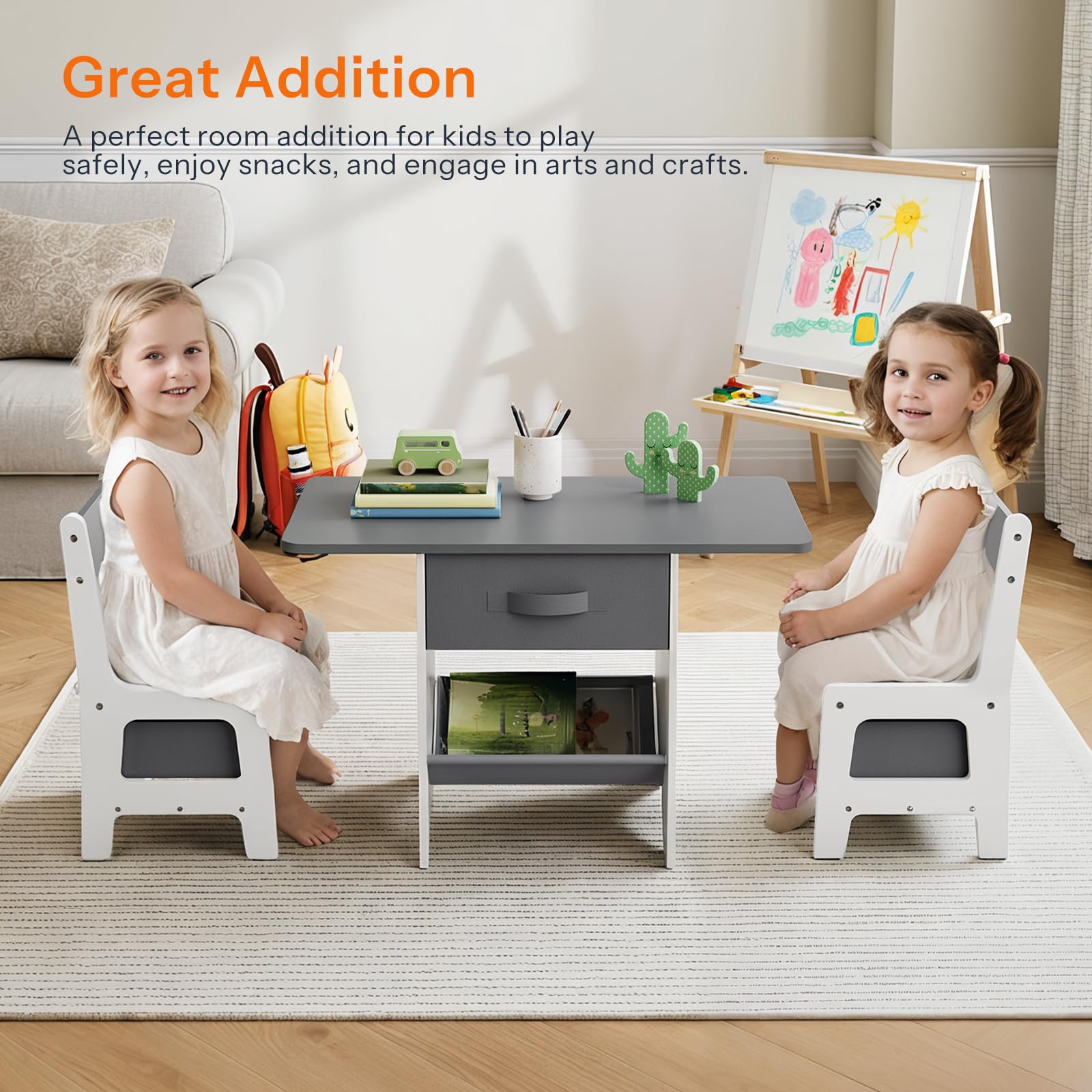 Toddler Table and Chair Set with Storage