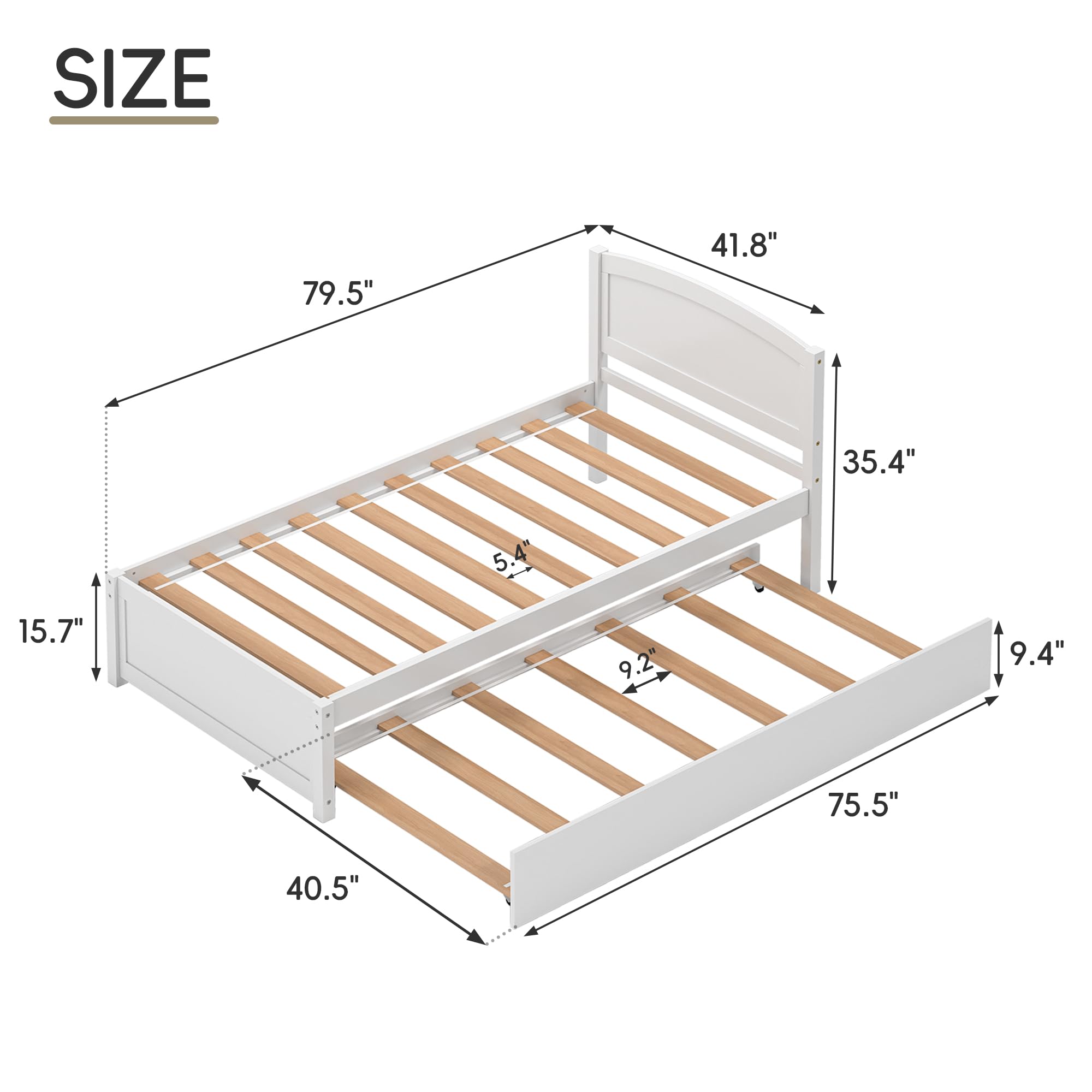 Twin Trundle Bed with Headboard