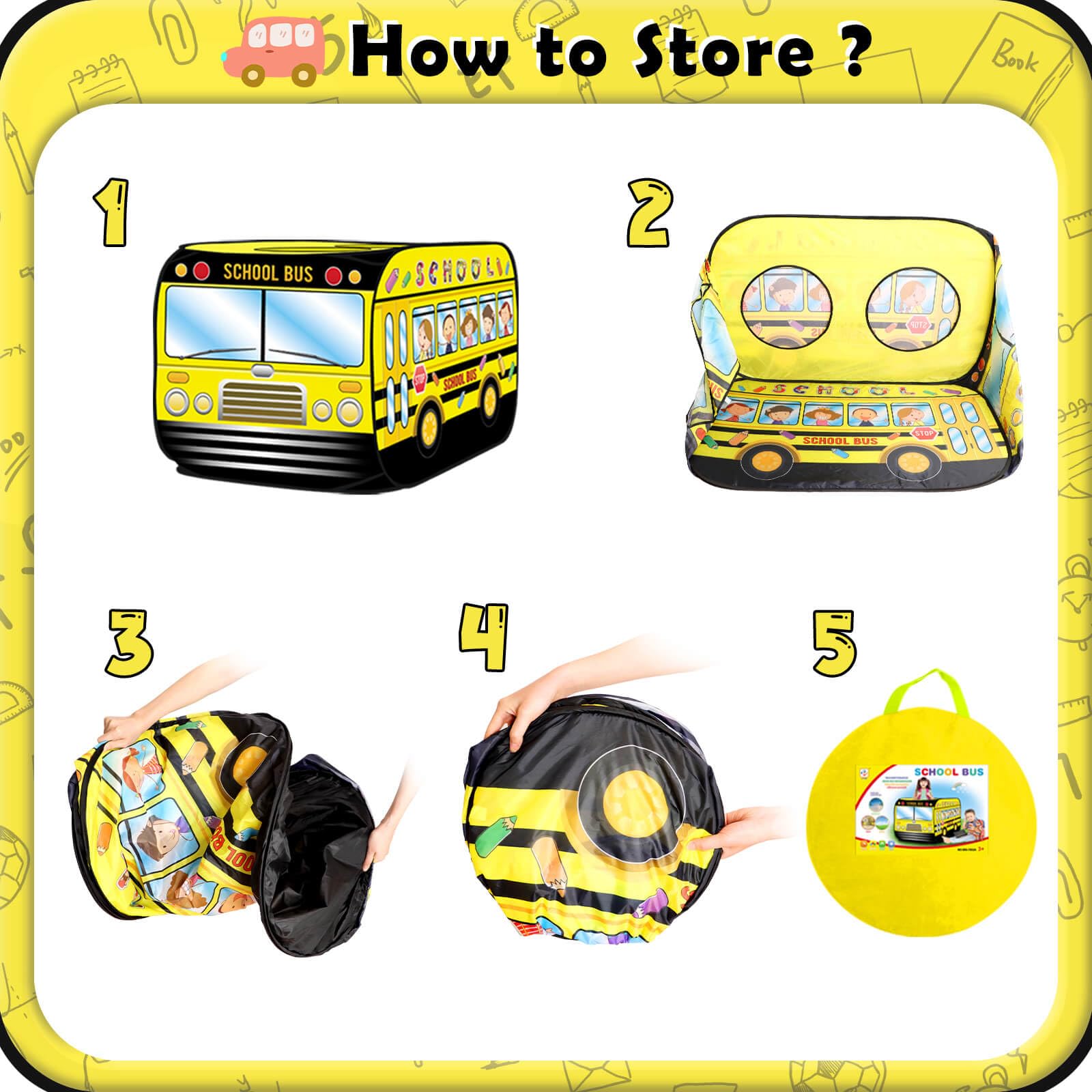 School Bus Pop Up Play Tent for Kids