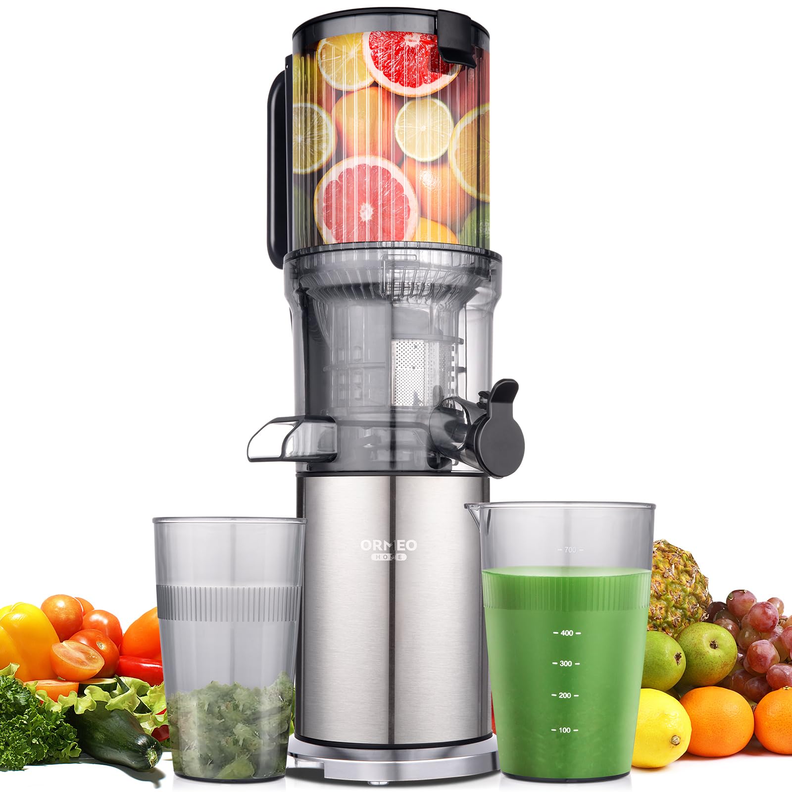Cold Press Juicer with 5.0” Large Feed Chute Fit Whole Fruits & Vegetables
