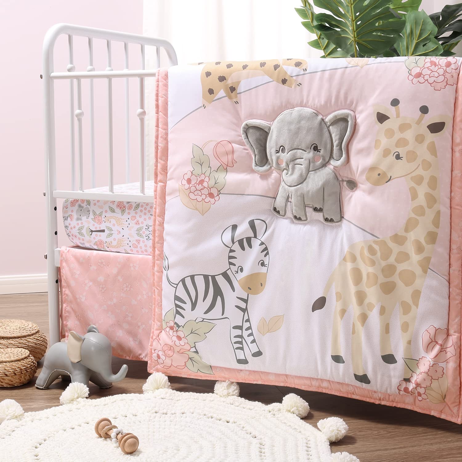 3 Piece Baby Crib Bedding Set for Girls - Newborn, Infant & Toddler Nursery Bed Set