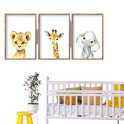 Nursery Wall Art Decor 11x16 Inch Set of 3 Wood Framed Cute Animal