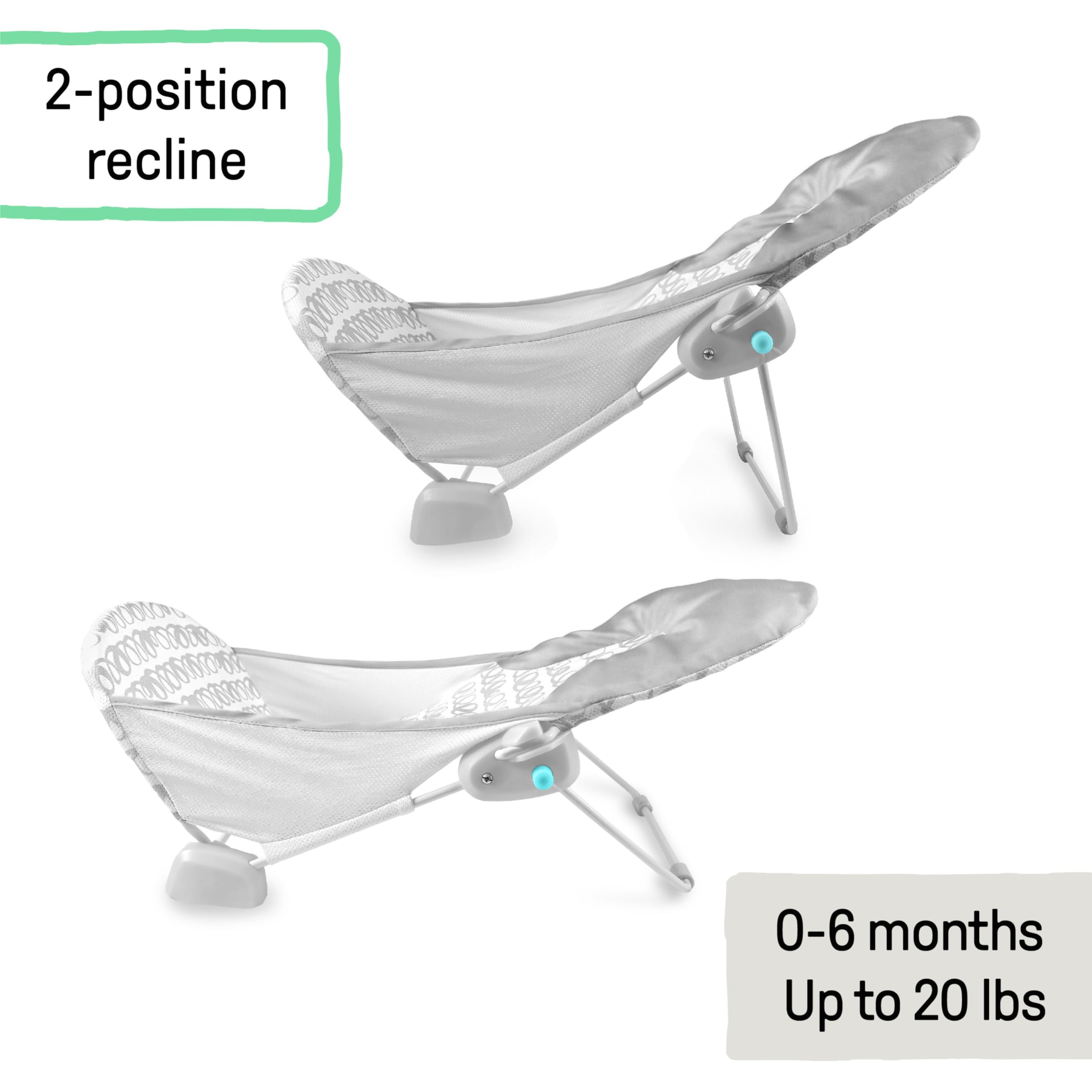 2-Position Foldable Baby Bath Seat with Mesh Sling