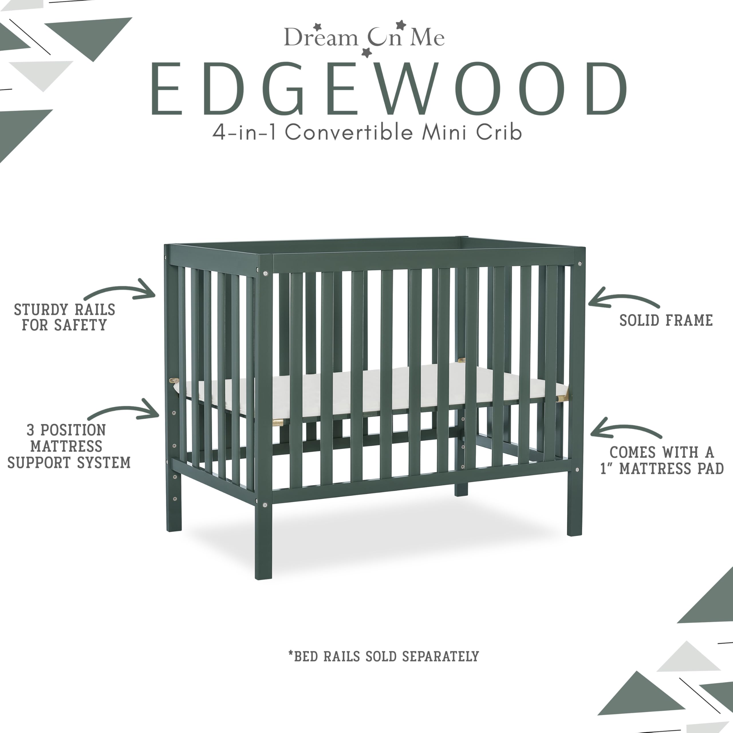 4-in-1 Convertible Mini Crib with Changing Table