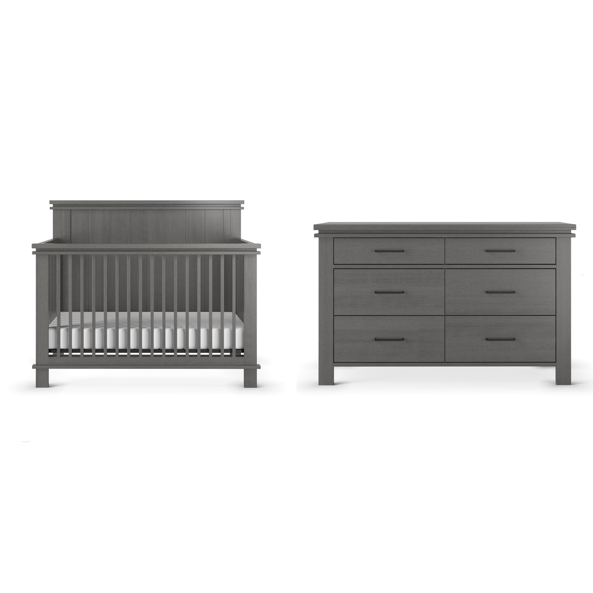 2-Piece Convertible Crib and Dresser Nursery Set
