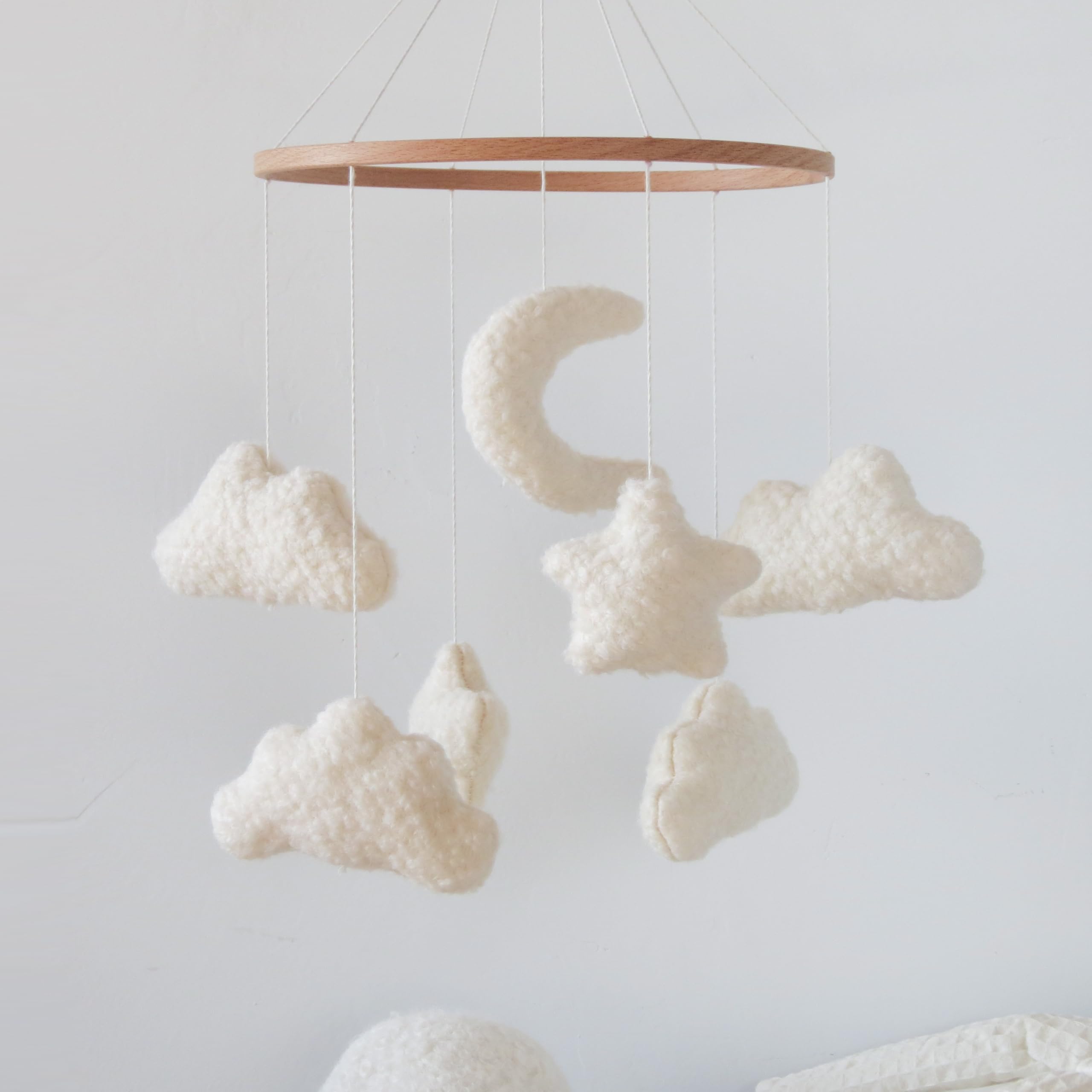 Mobile Baby Mobile for Crib Neutral Boho Moon and Clouds Mobile
