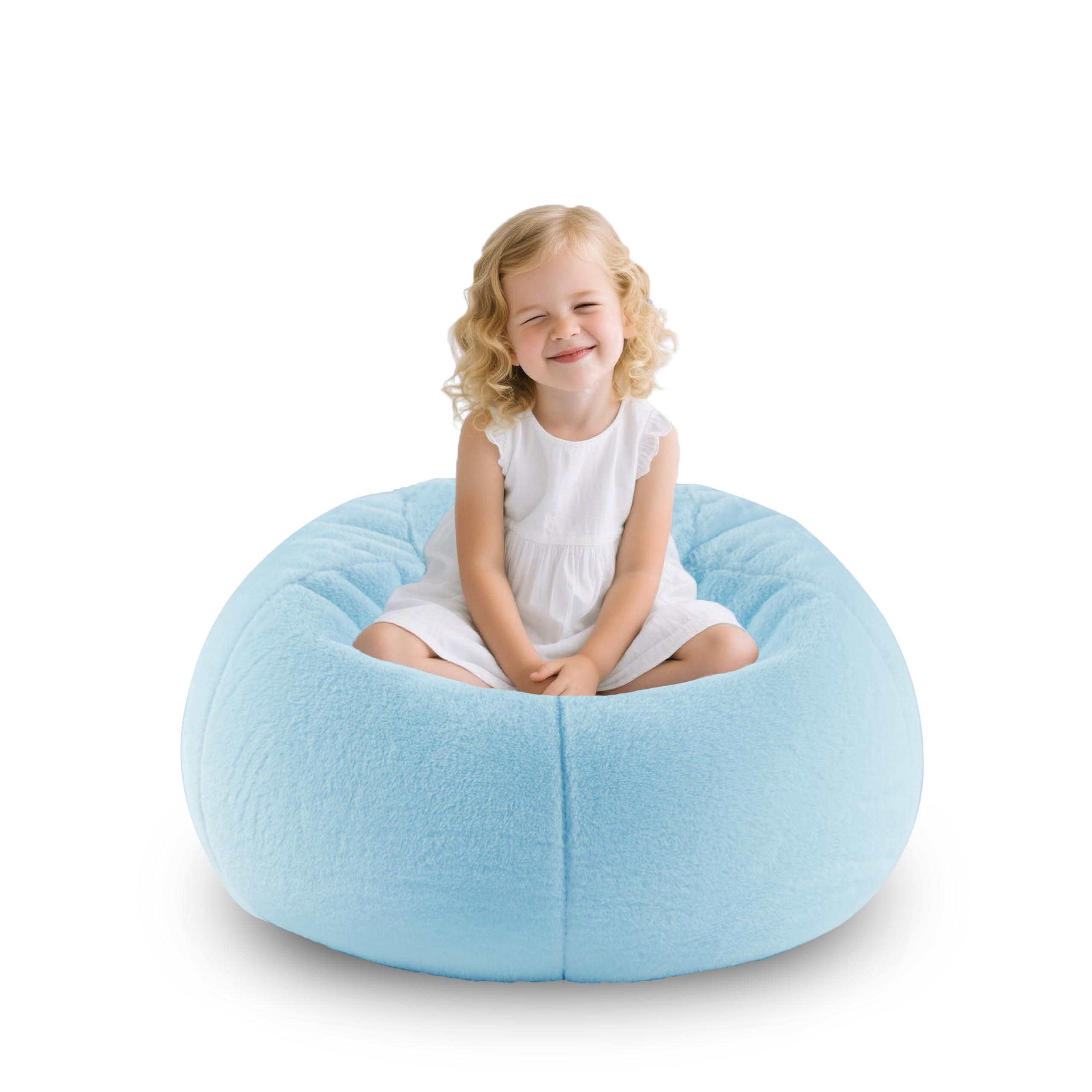 Modern Soft Fluffy Bean Bag Chair with Faux Rabbit Fur Cover, Memory Foam Bean Bag Chair