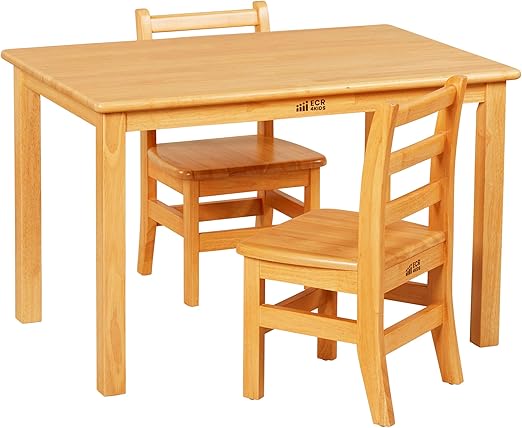 24in x 36in Rectangular Hardwood Table and Chair Set, 12in Seat Height