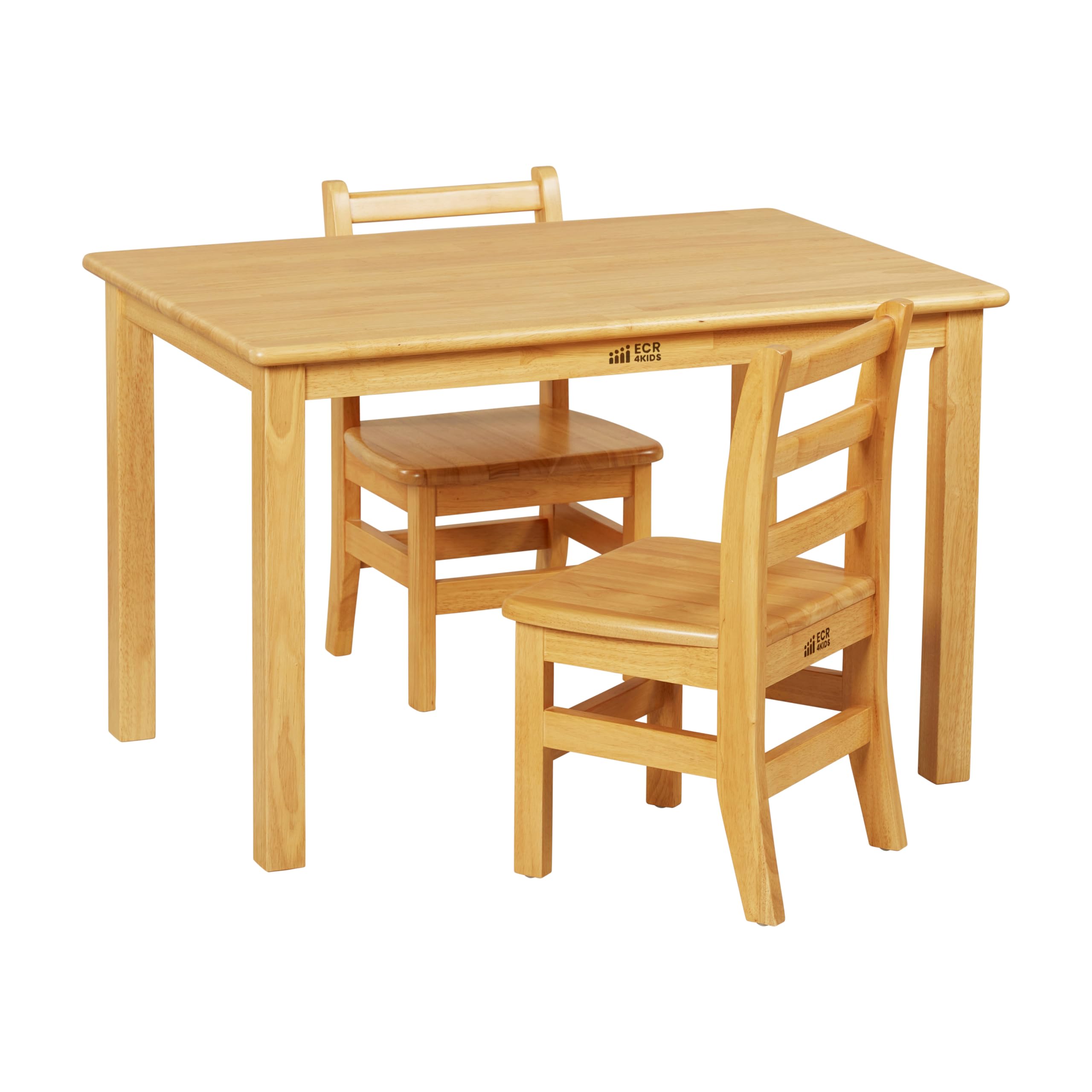 Rectangular Hardwood Table and Chair Set, 24x36 Inches, 12 Inch Seat Height