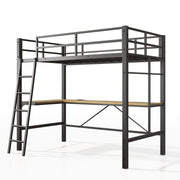 Metal Loft Bed Twin Size with Desk, Heavy Duty Twin Bed Frame