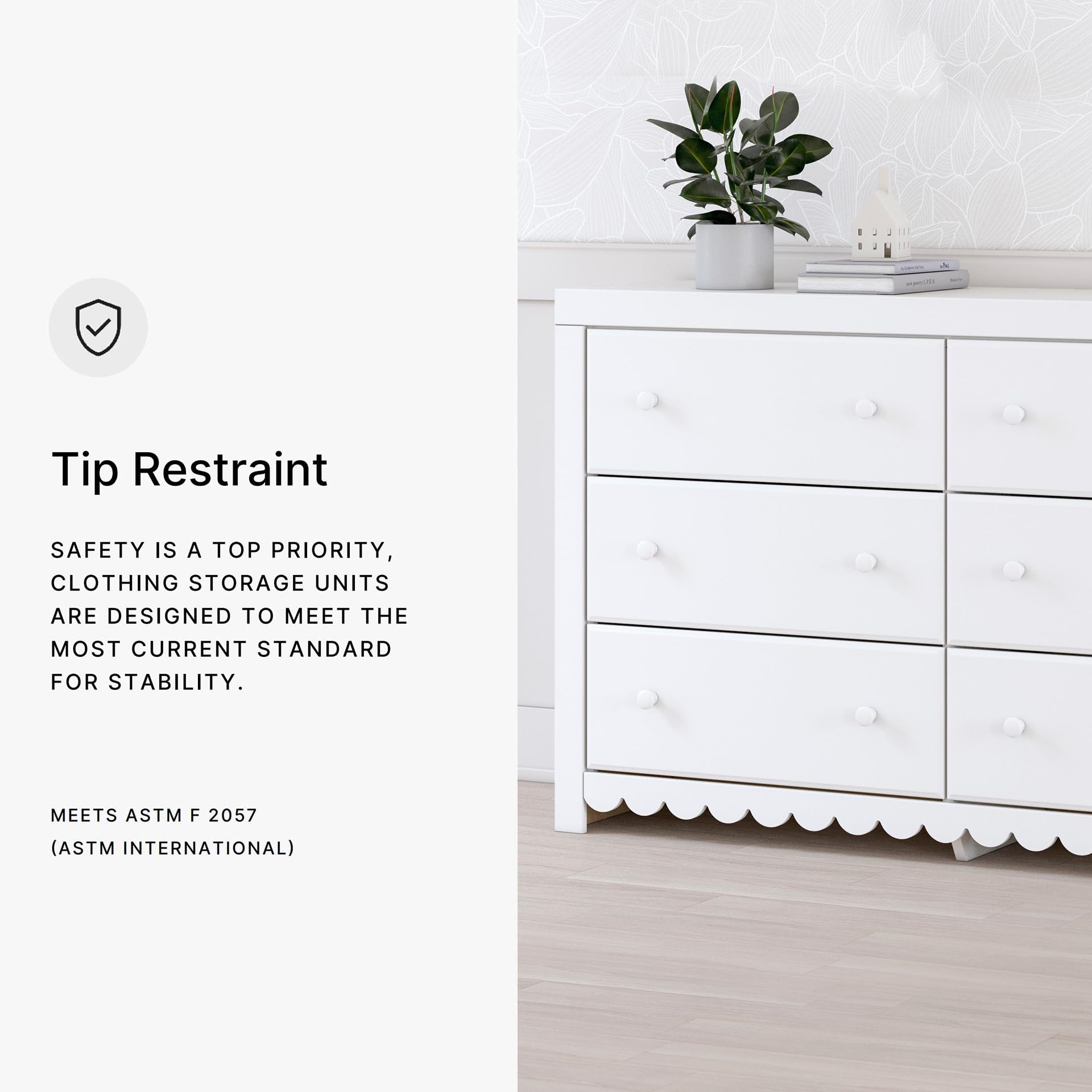 Coastal 6-Drawer Dresser with Scalloped Detailing