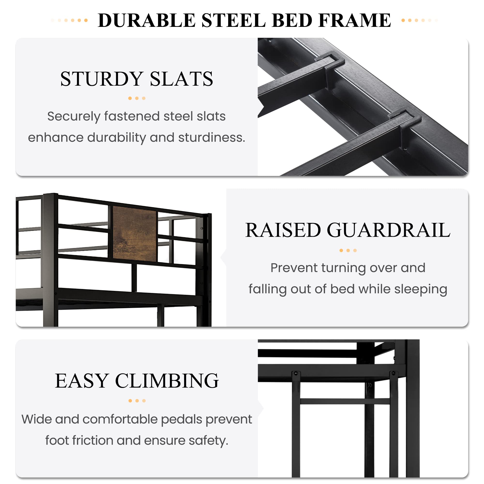 Twin Loft Bed with Ladder and Guardrail