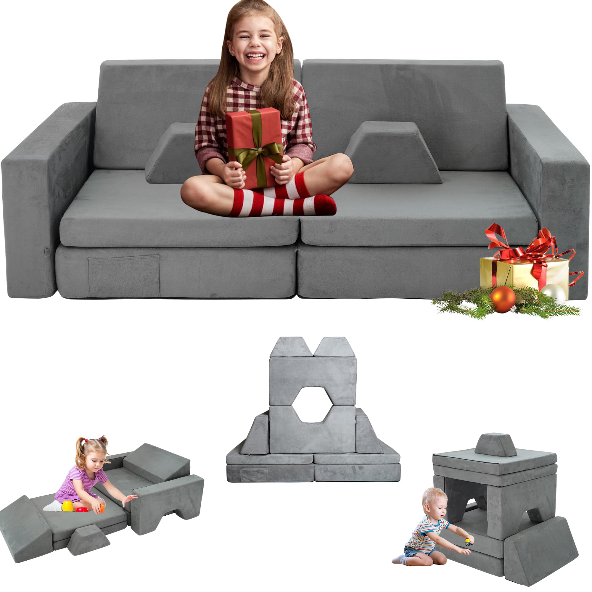 Modular Kids Foam Sofa 8-Piece Convertible Play Couch