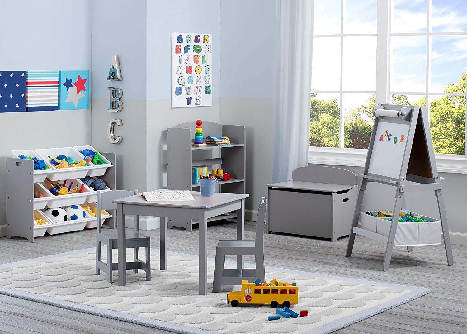 Double-Sided Kids Art Easel with Storage