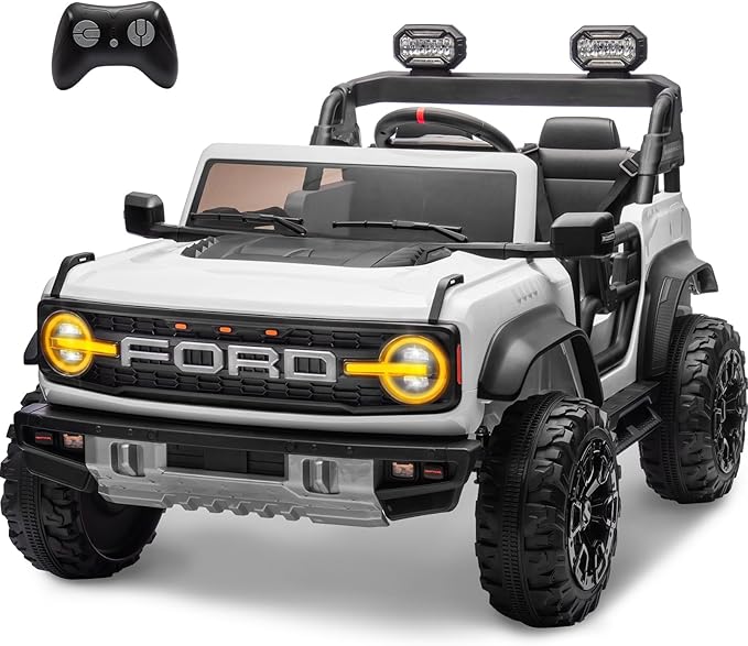 24V Ride On Toys for Big Kids, Licensed Ford Bronco Raptor 2 Seater Kids Electric Vehicle