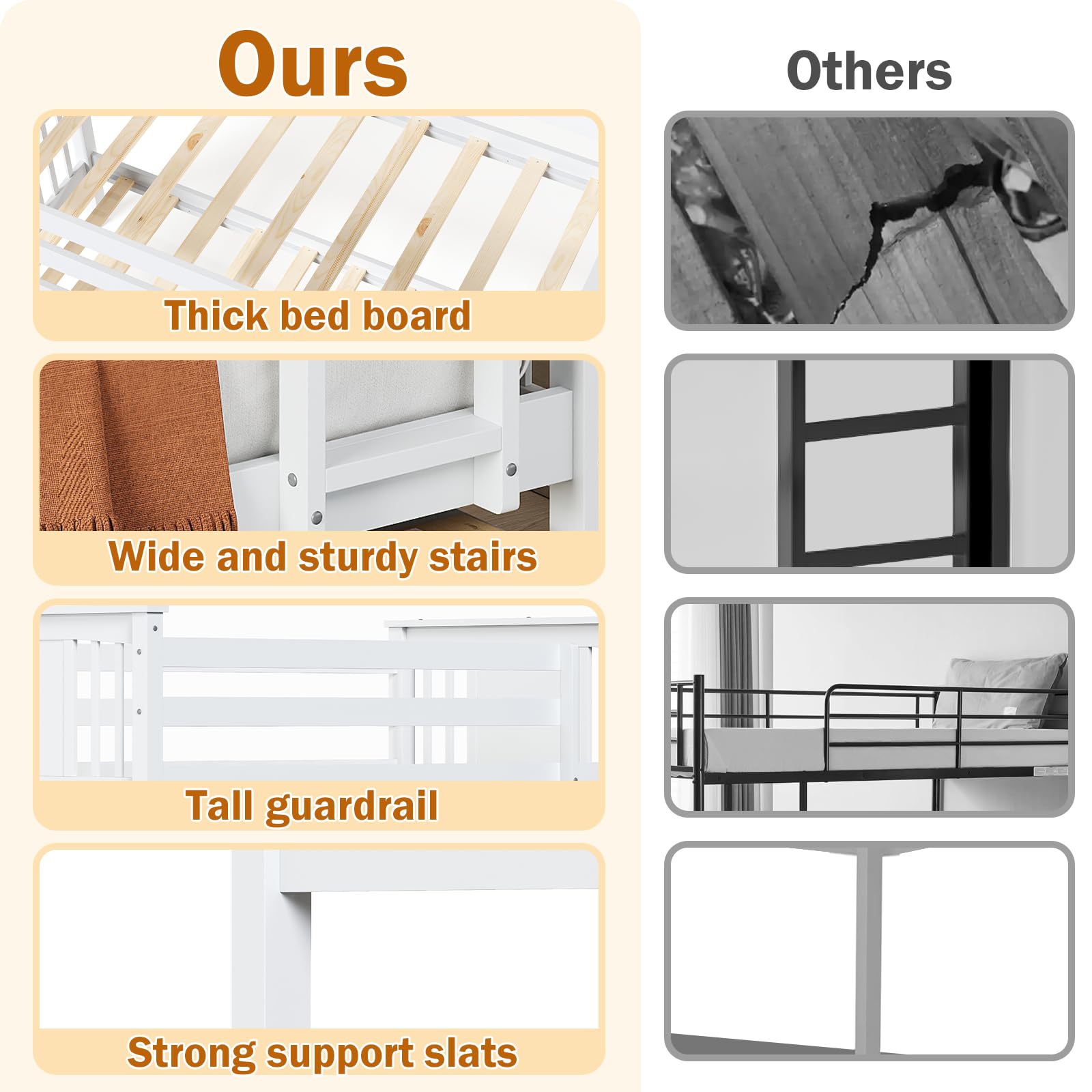 Twin Over Twin Bunk Bed with Storage Drawers and Ladder