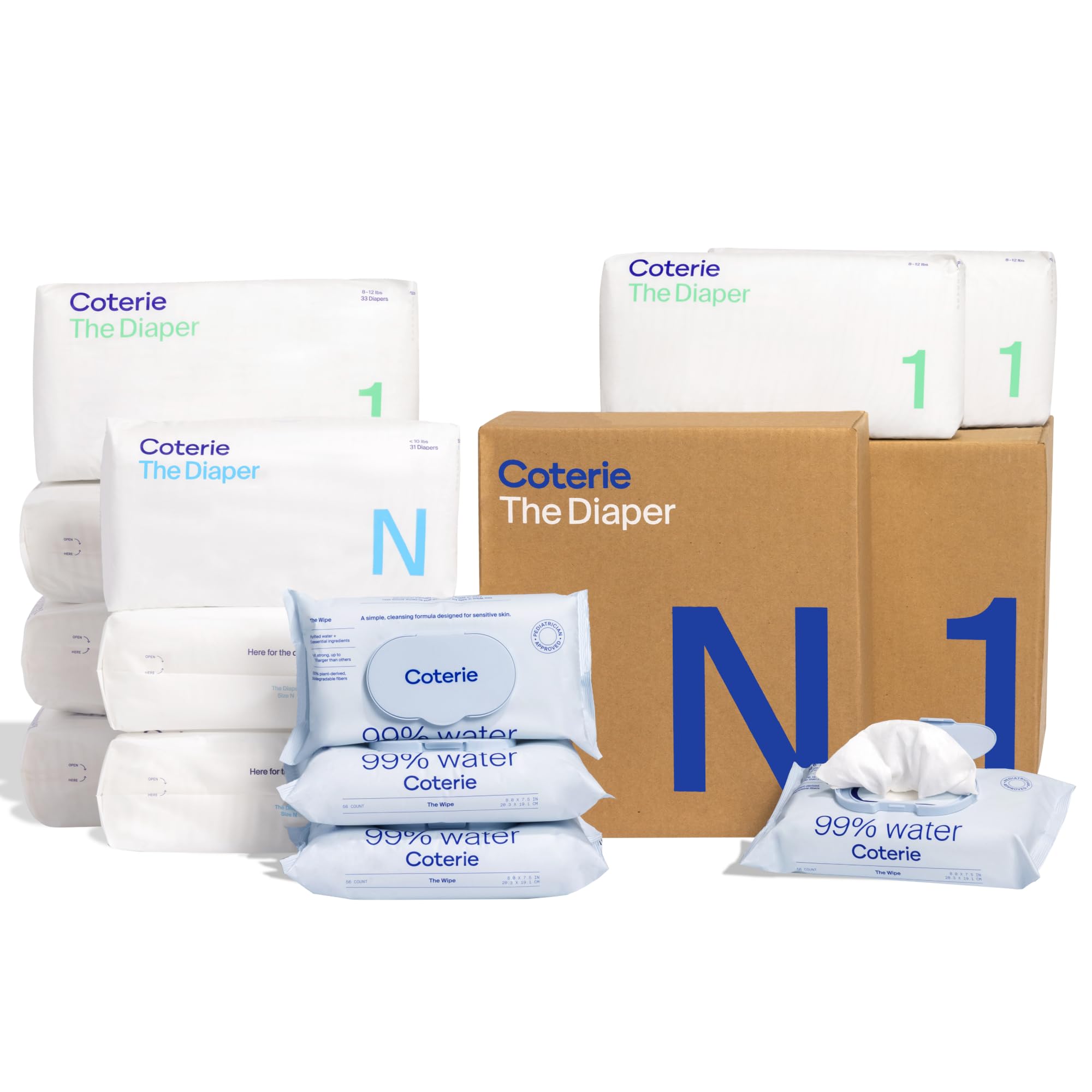 Baby Wipes + Diapers Kit, Size 1 (198 Count) & Size Newborn Diapers