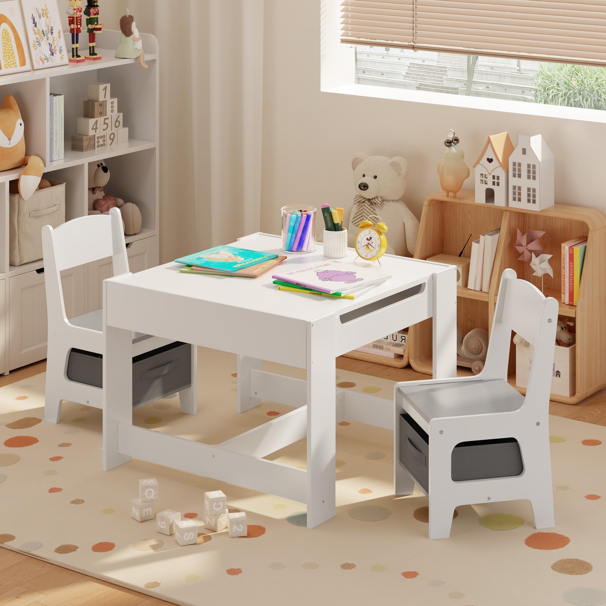 Kids Table and Chair Set with Storage