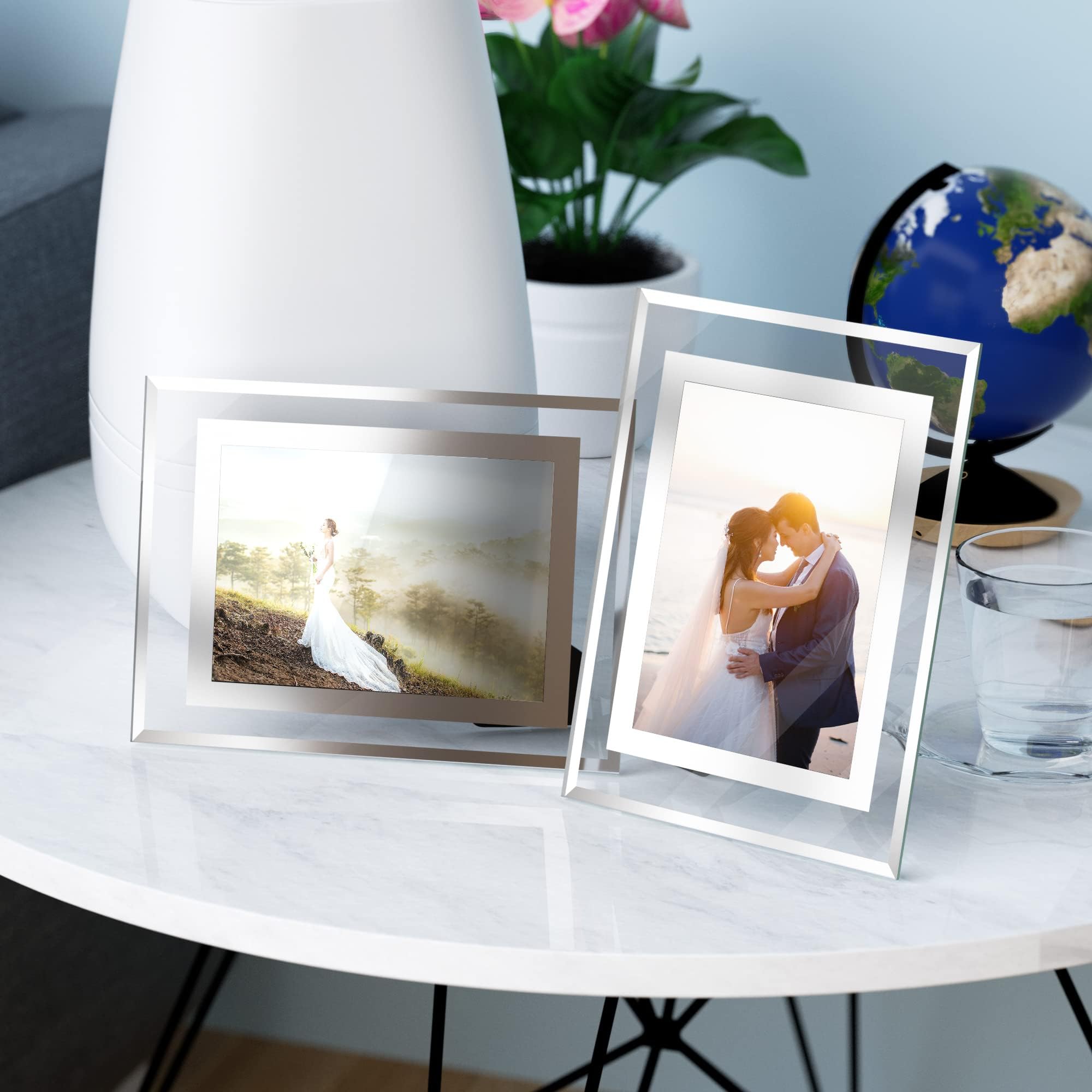 4x6 Picture Frames - 2 Pack Glass Photo Frame for Tabletop/Desktop Display