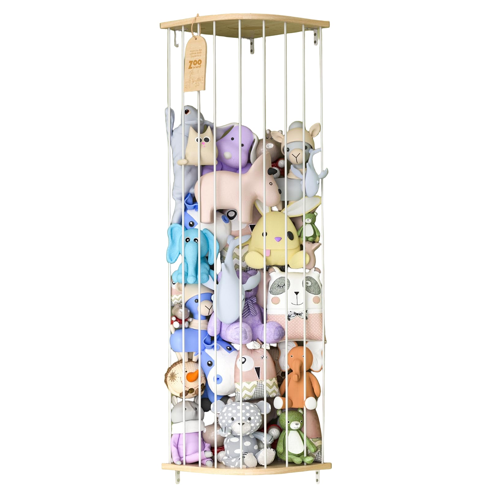 Stuffed Animal Storage for Plushie Toys - Large Wood Corner Hanging Pet Storage