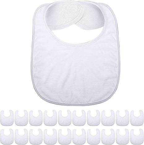 20 Pieces Sublimation Blanks White Bibs for Baby Decorating Washable Reusable
