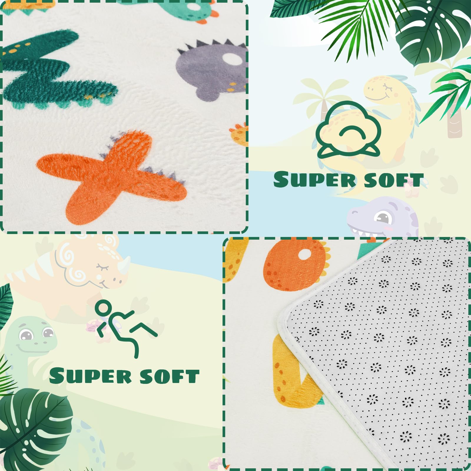 Kid Rug for Playroom,59 X 39.3 Inch Dinosaur Kids Play Mat ABC Classroom Rugs