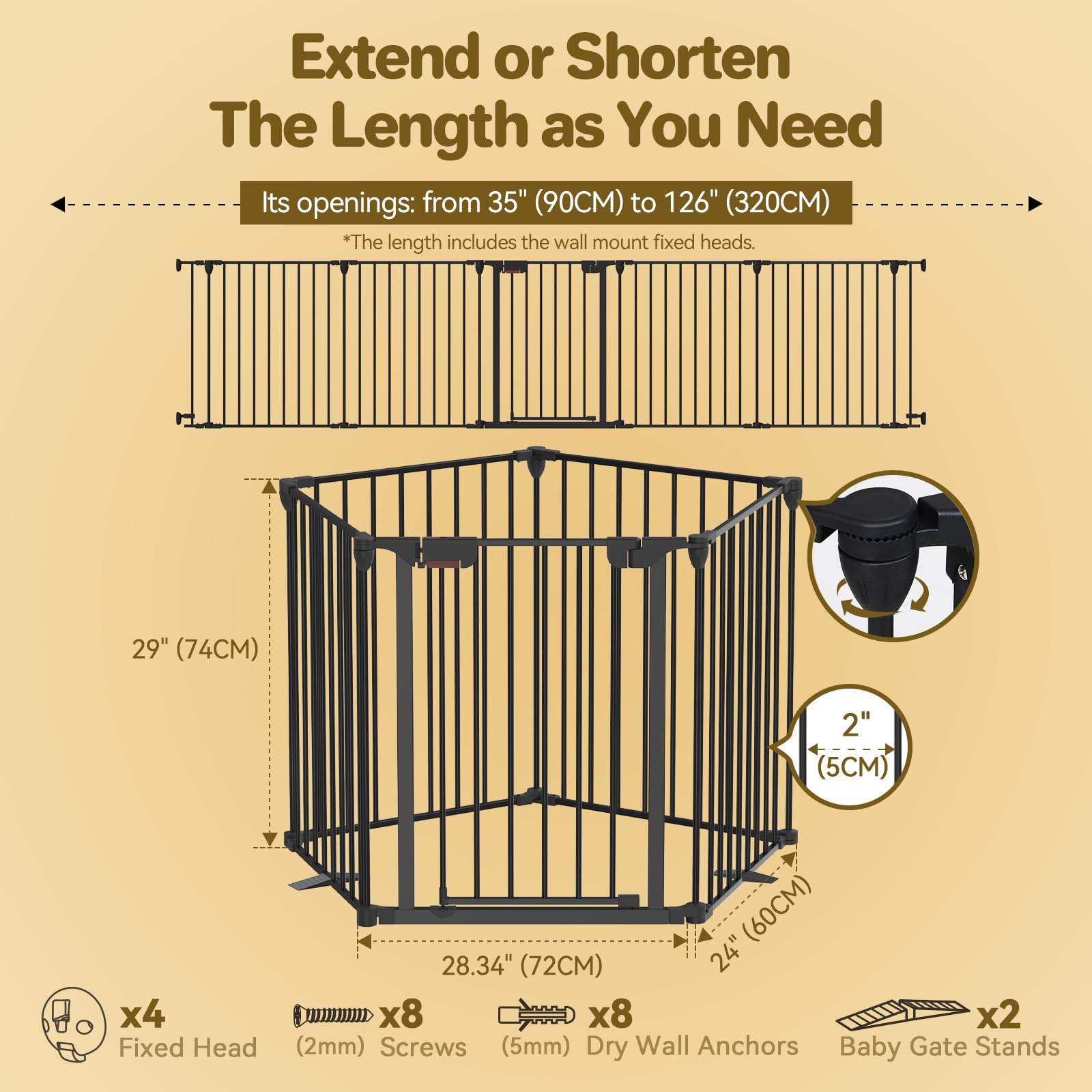 Extra Wide Dog Gate with Auto-Close Door