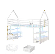 Low Loft Bed Twin Size with 5 Storage Drawers, Twin Loft Bed w