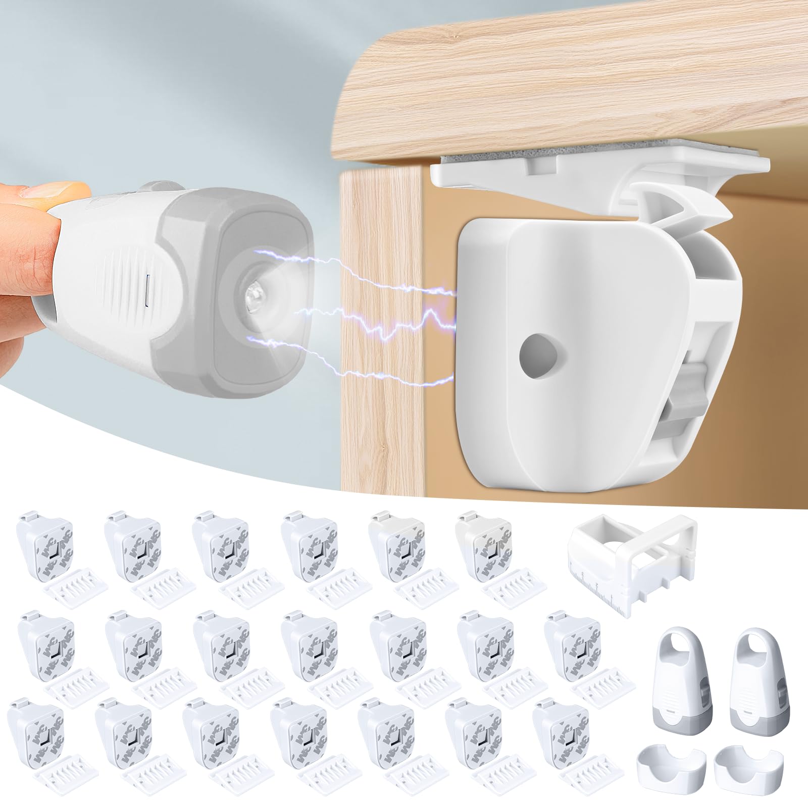 Child Magnetic Cabinet Locks with Lighting Function, Fit Most Cabinets