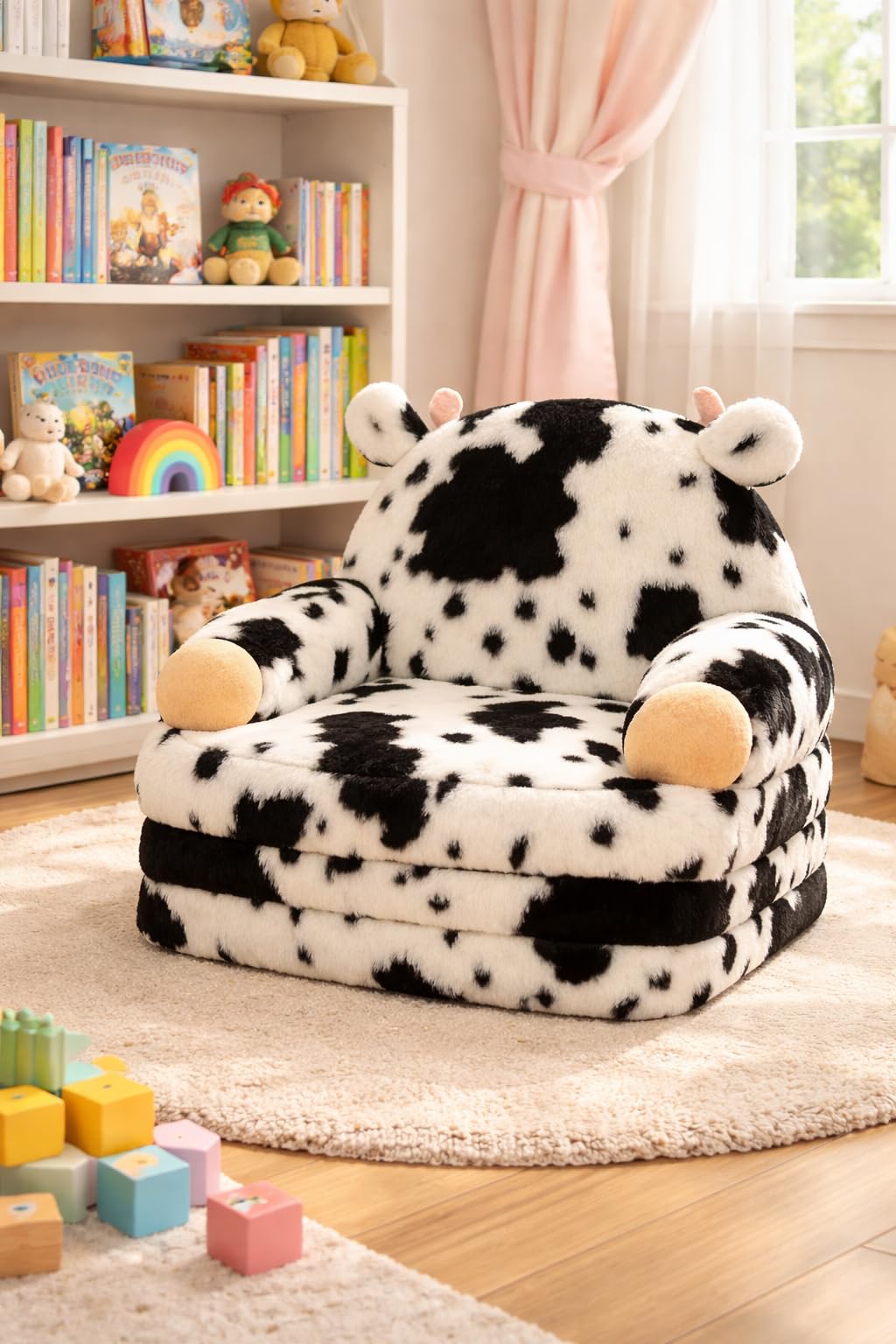 Foldable Toddler Chair with Faux Rabbit Fur