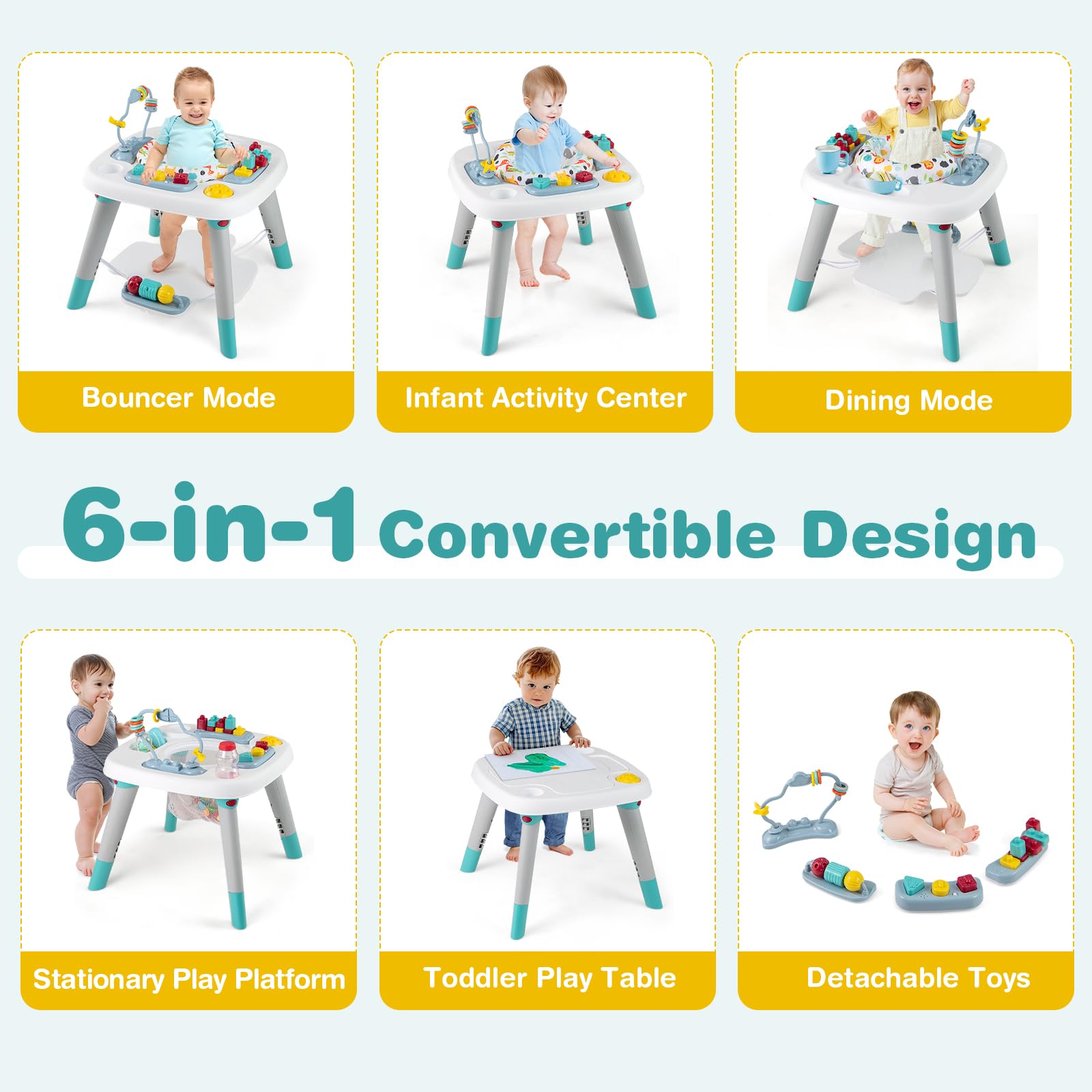 6-in-1 Baby Activity Center with Rotating Seat