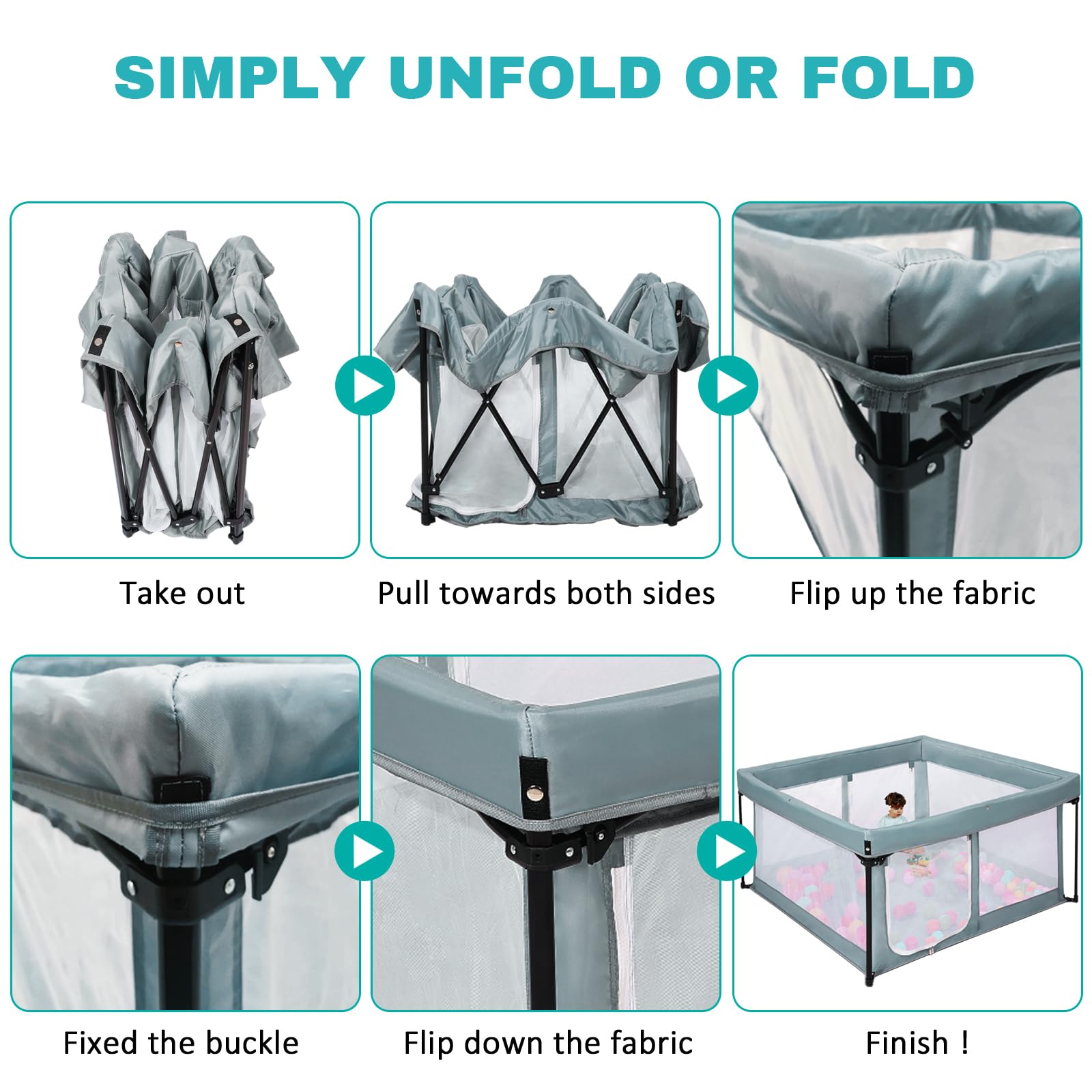 Portable Baby Playpen with Padded Floor