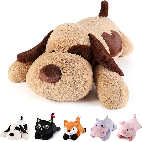 Grey & White Dog Weighted Stuffed Animals - 22 Inch 4.5 Pounds Weighted
