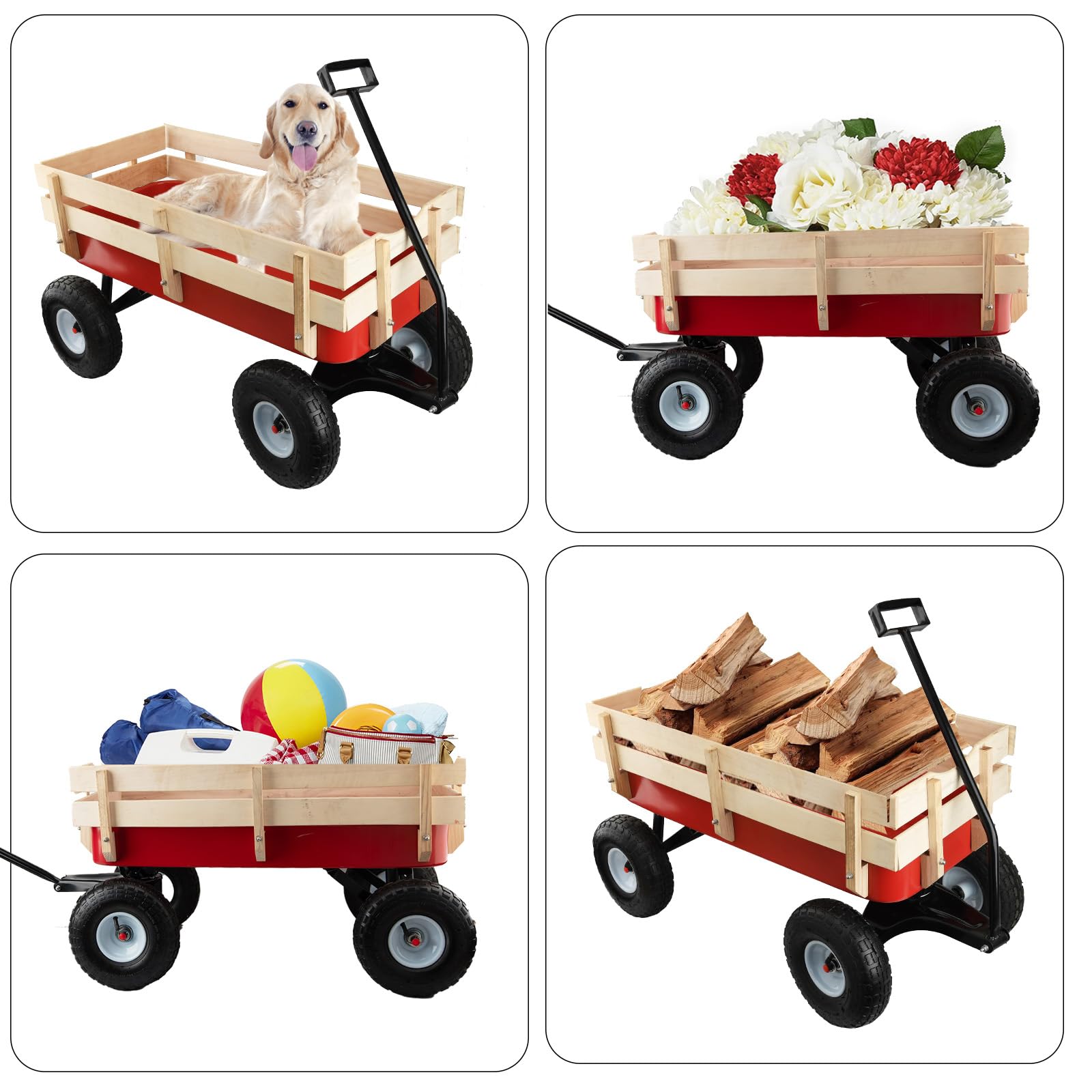 Pull Along Wagon Heavy Duty All-Terrain Cargo Wagon Outdoor Cart