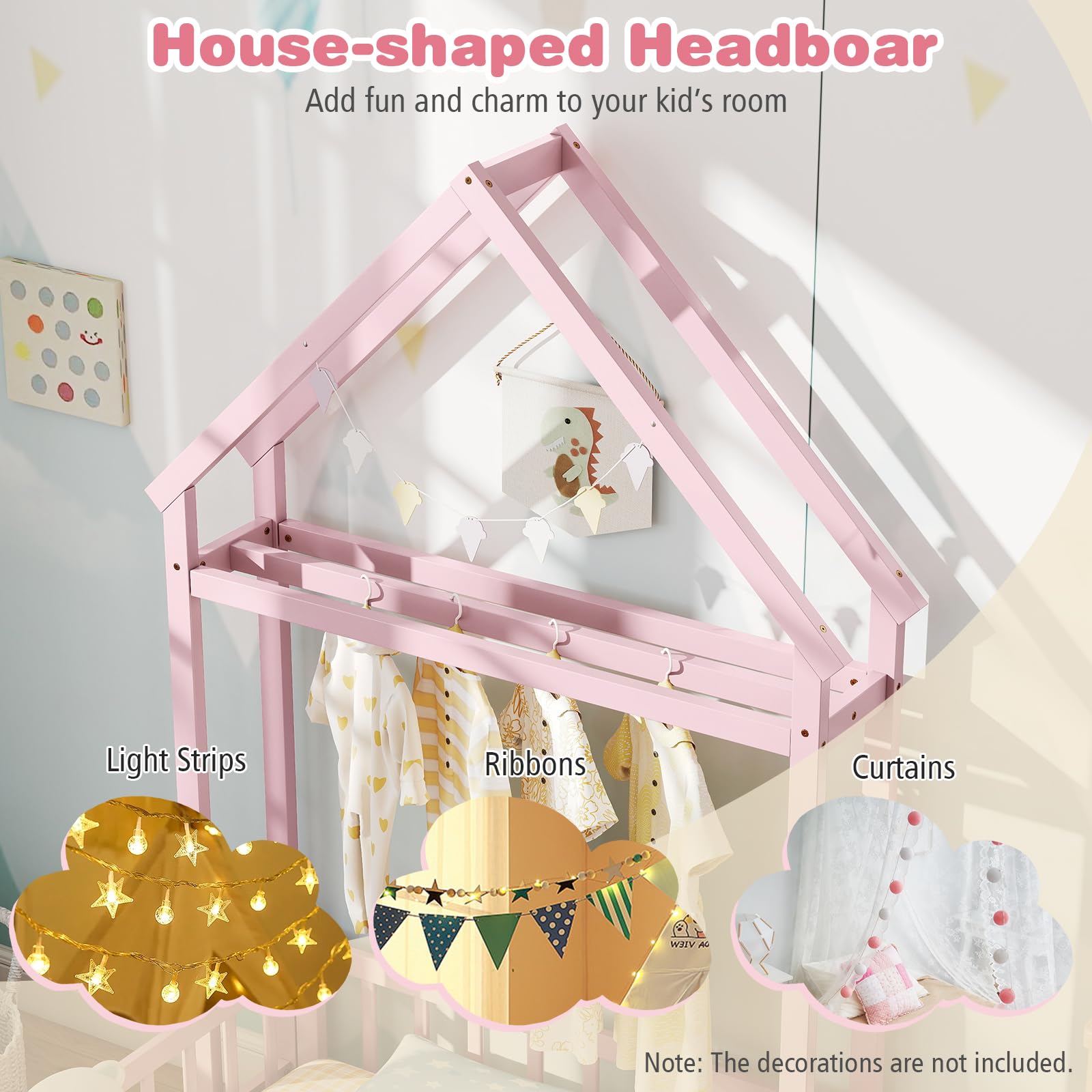 Twin House Floor Bed for Kids with Safety Rails