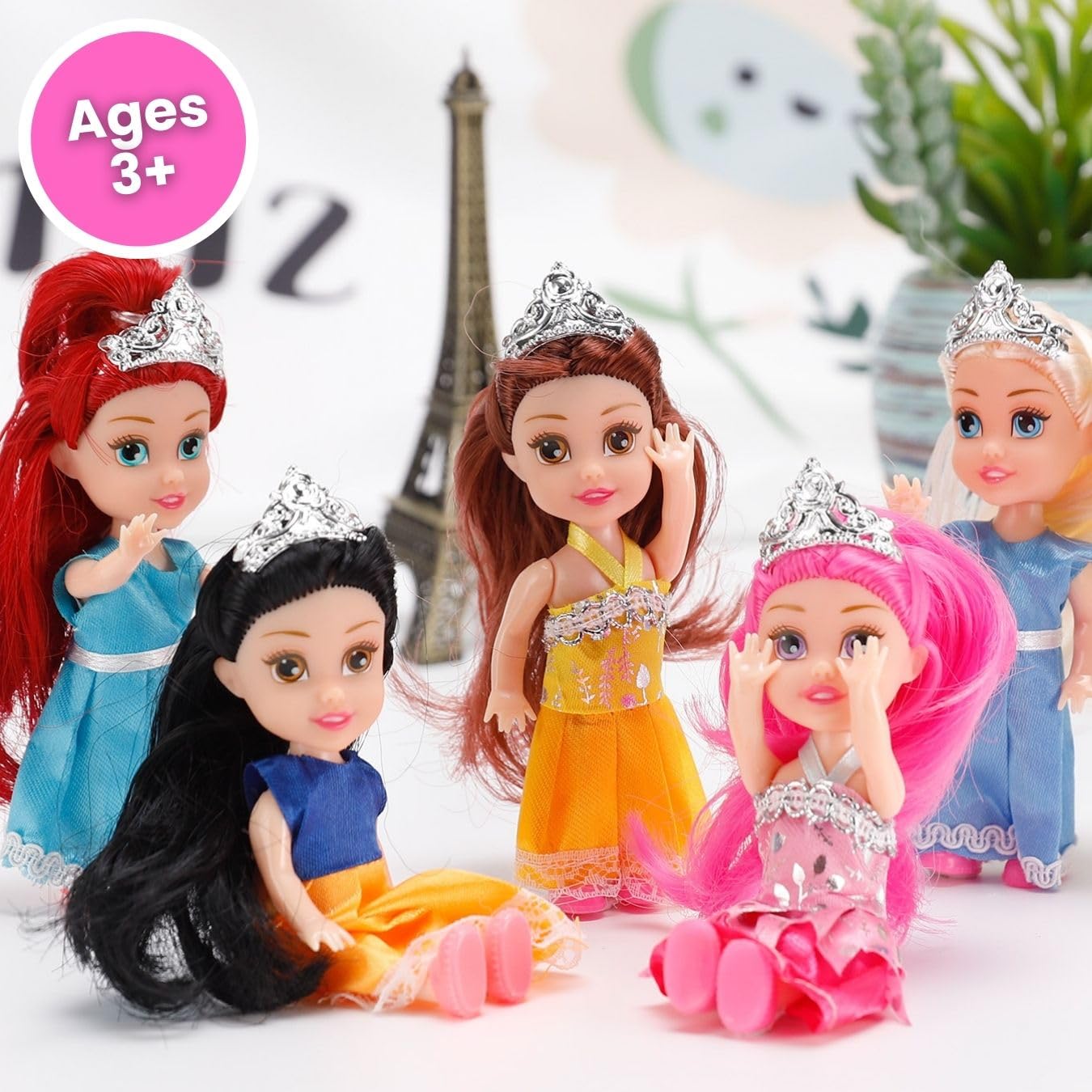 Little Royal Princess Toddler Dolls with Dresses, Girls Imaginative Pretend Play Small