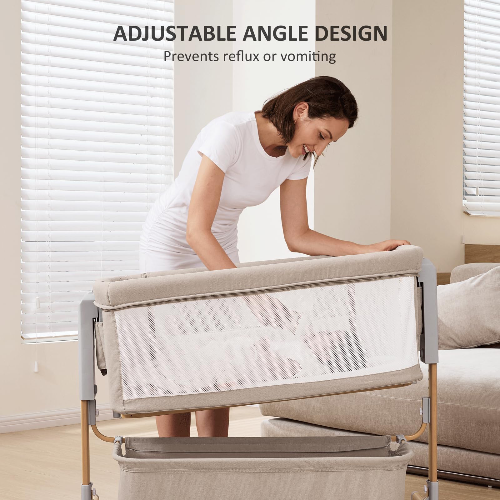 Adjustable Bedside Baby Bassinet with Rocking Feature