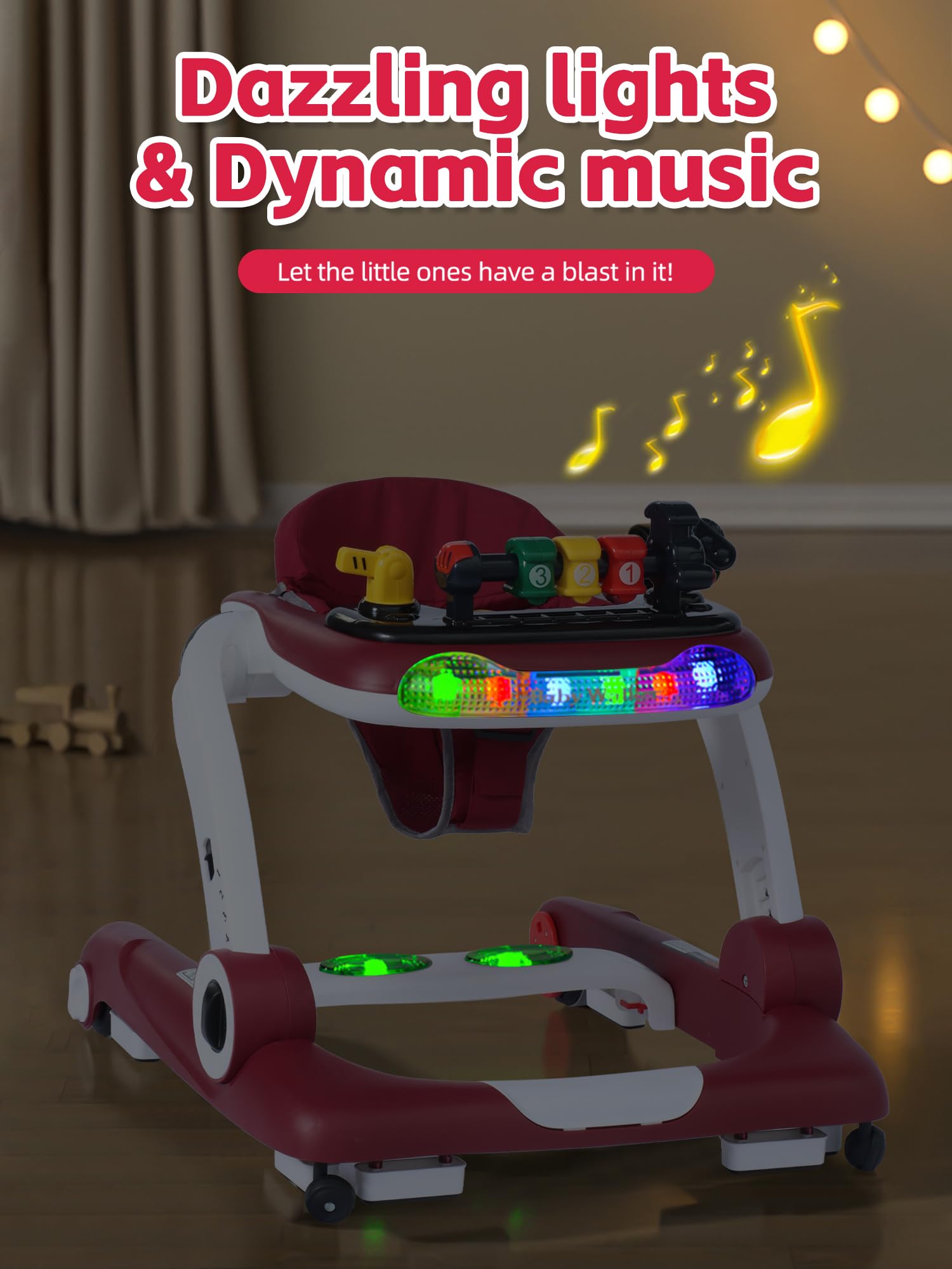 6-in-1 Baby Walker Activity Center with Music and Lights