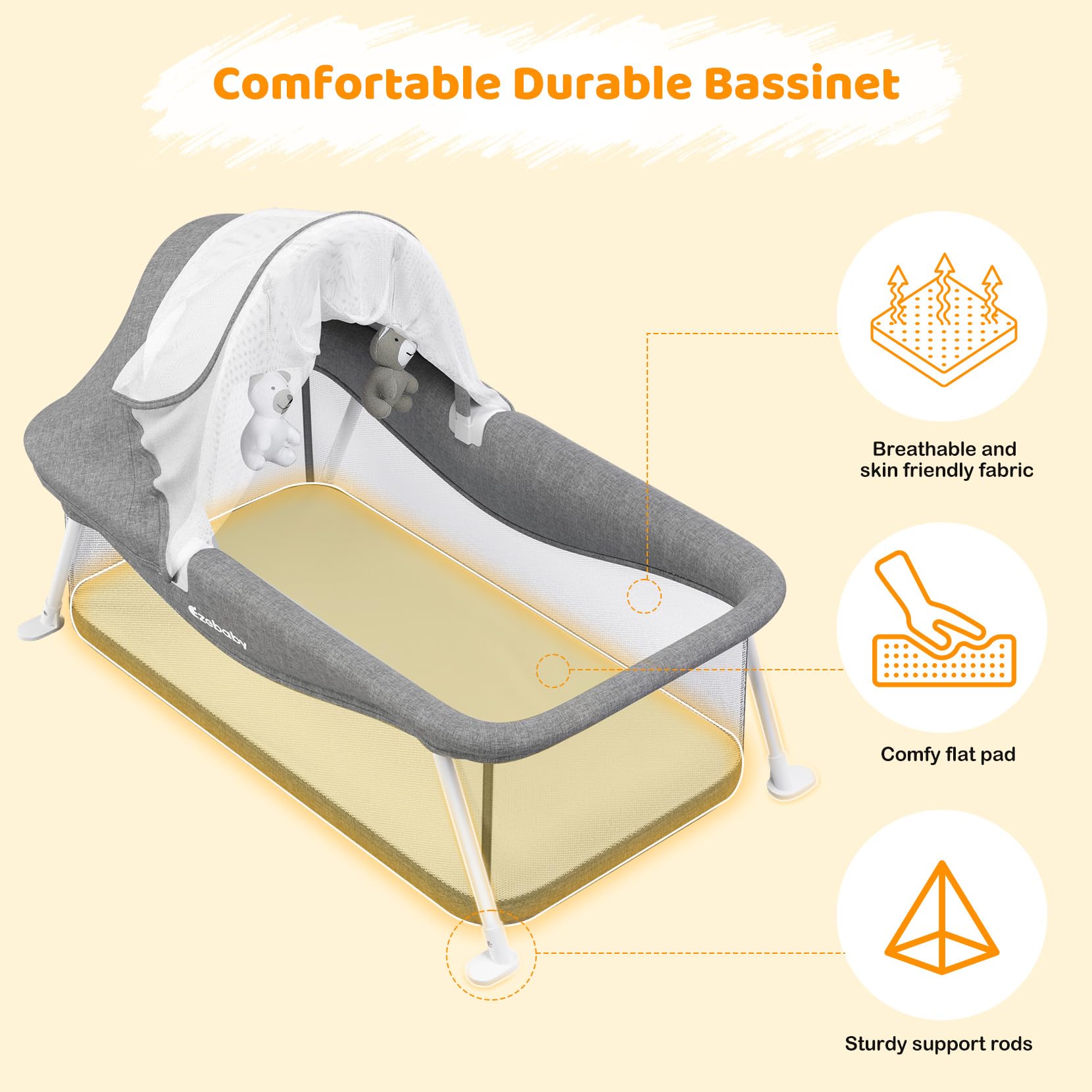 Portable Travel Bassinet for Baby 0-5 Months