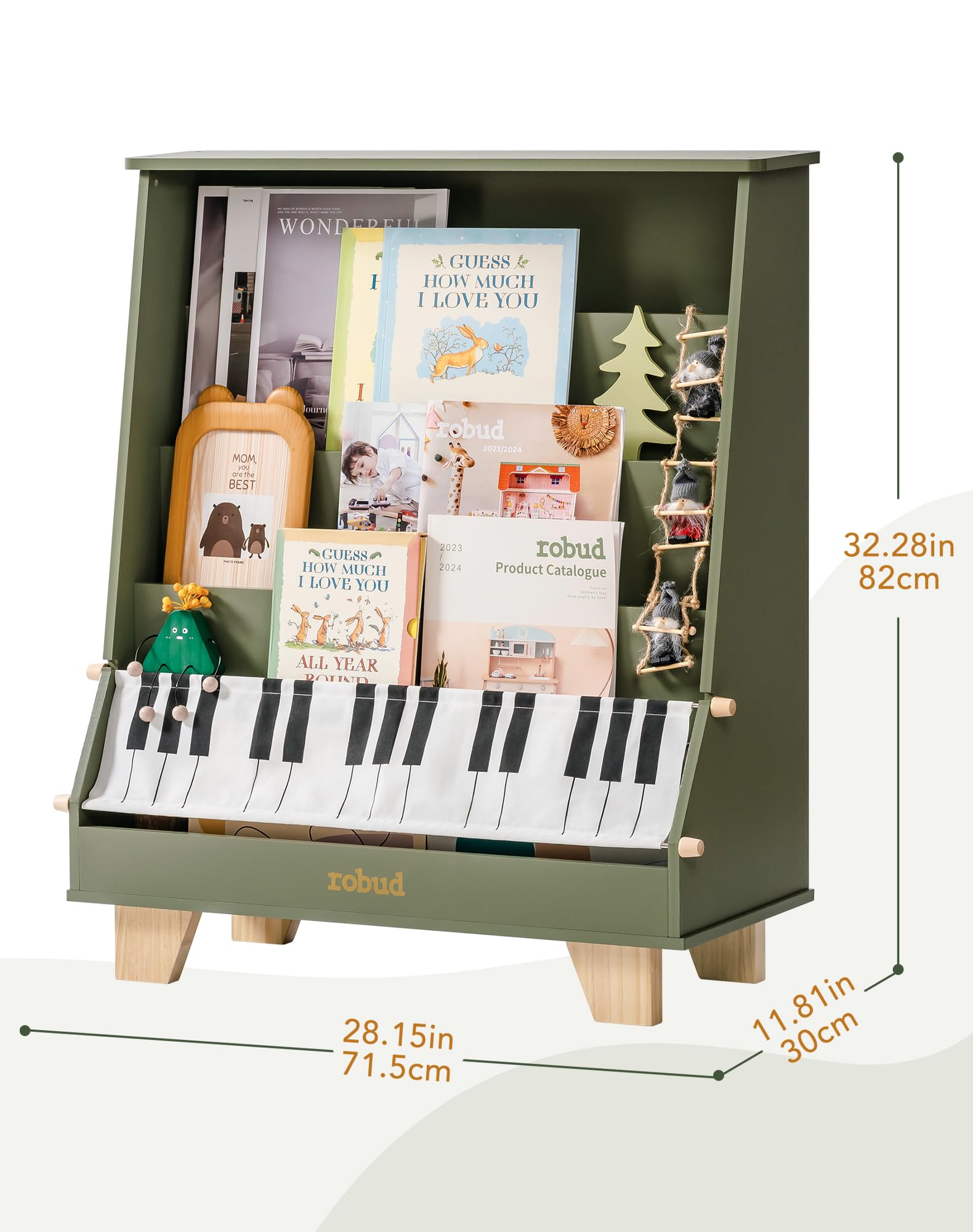 5-Tier Wooden Kids Bookshelf Montessori Storage Organizer
