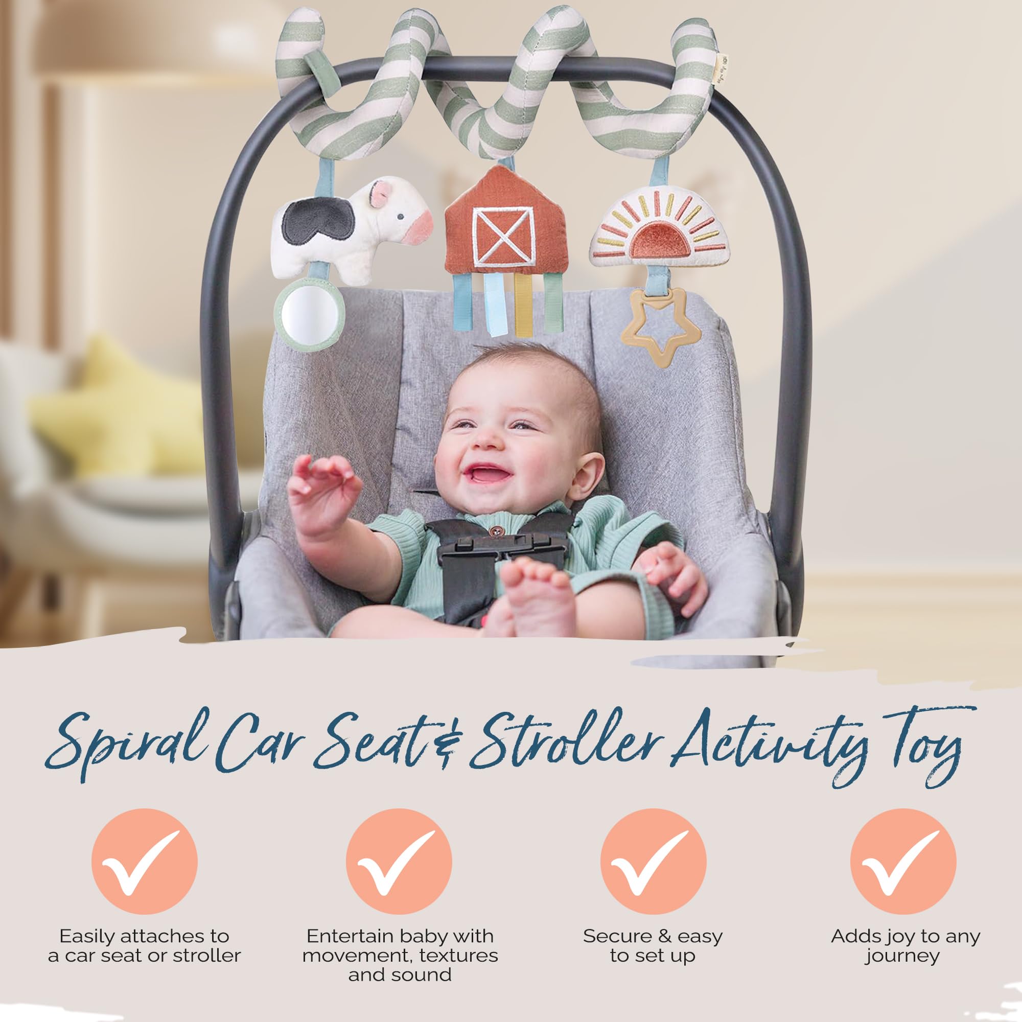 Itzy Ritzy Car Seat & Stroller Toys with Bunny Teether for Ages 0 Months and Up