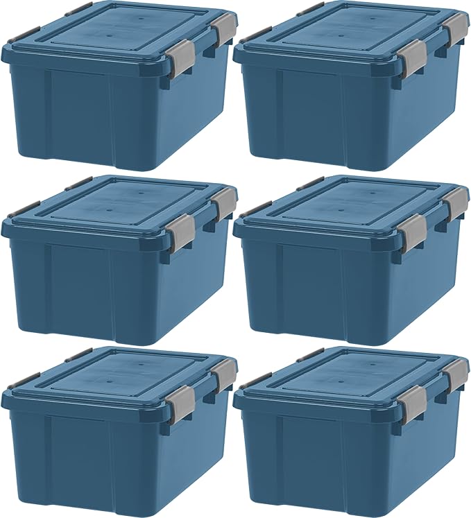 WeatherPro 103 Qt Eco-Friendly Storage Bins with Lids, 2 Pack, BPA-Free Plastic Gasket Box