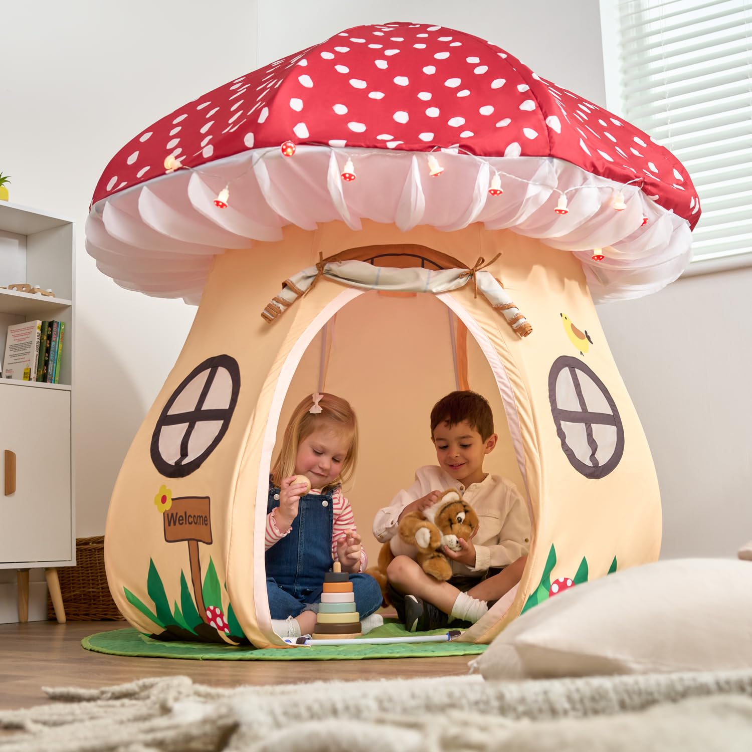 Mushroom Play Tent with Mat and Lights for Kids