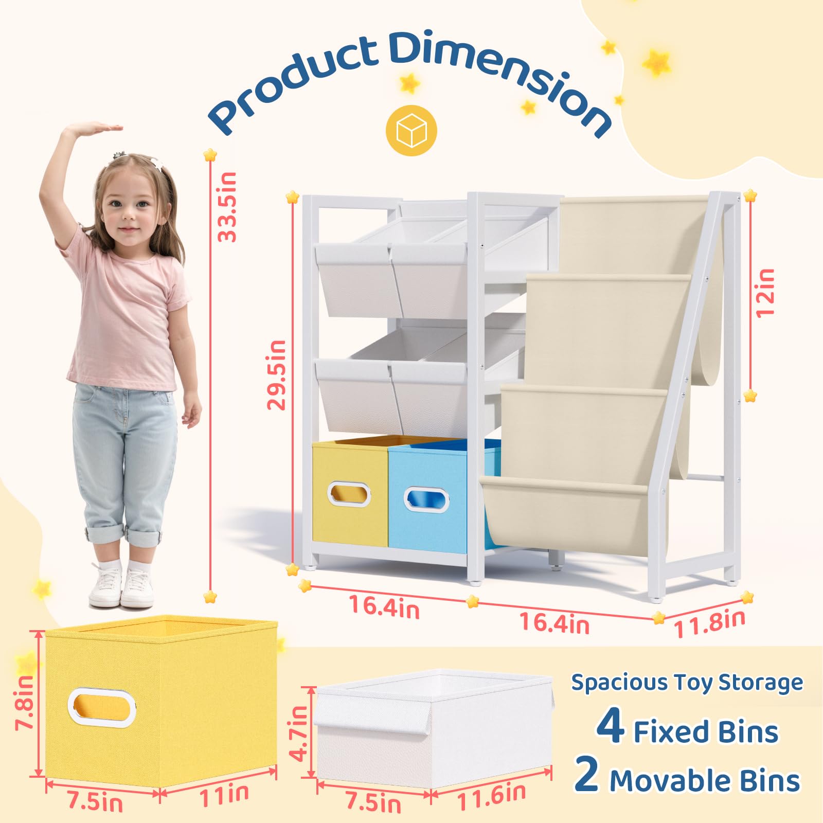Kids Bookshelf with Toy Storage Organizer
